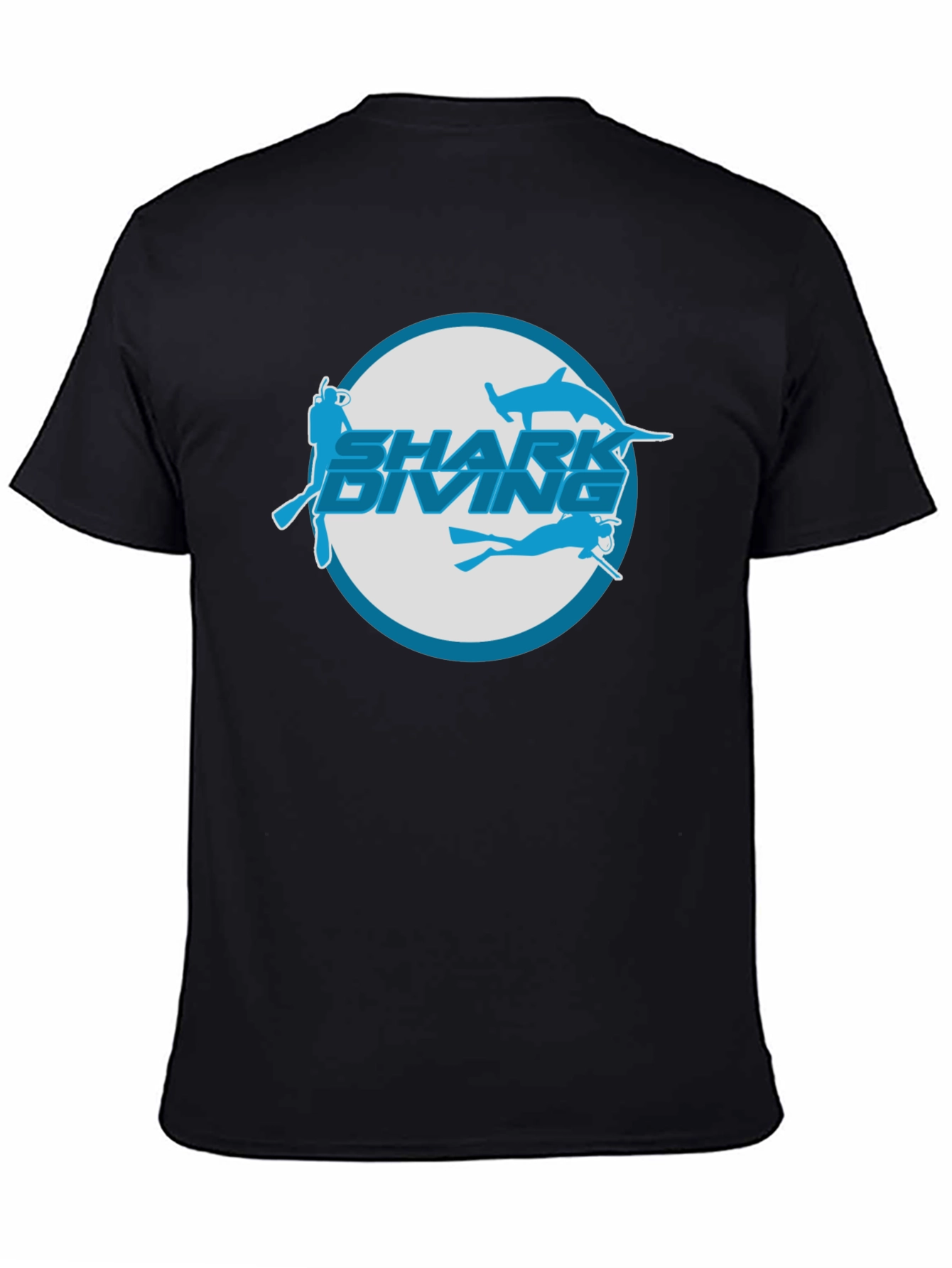 Shark Diving T-Shirt - Black Cotton Tee