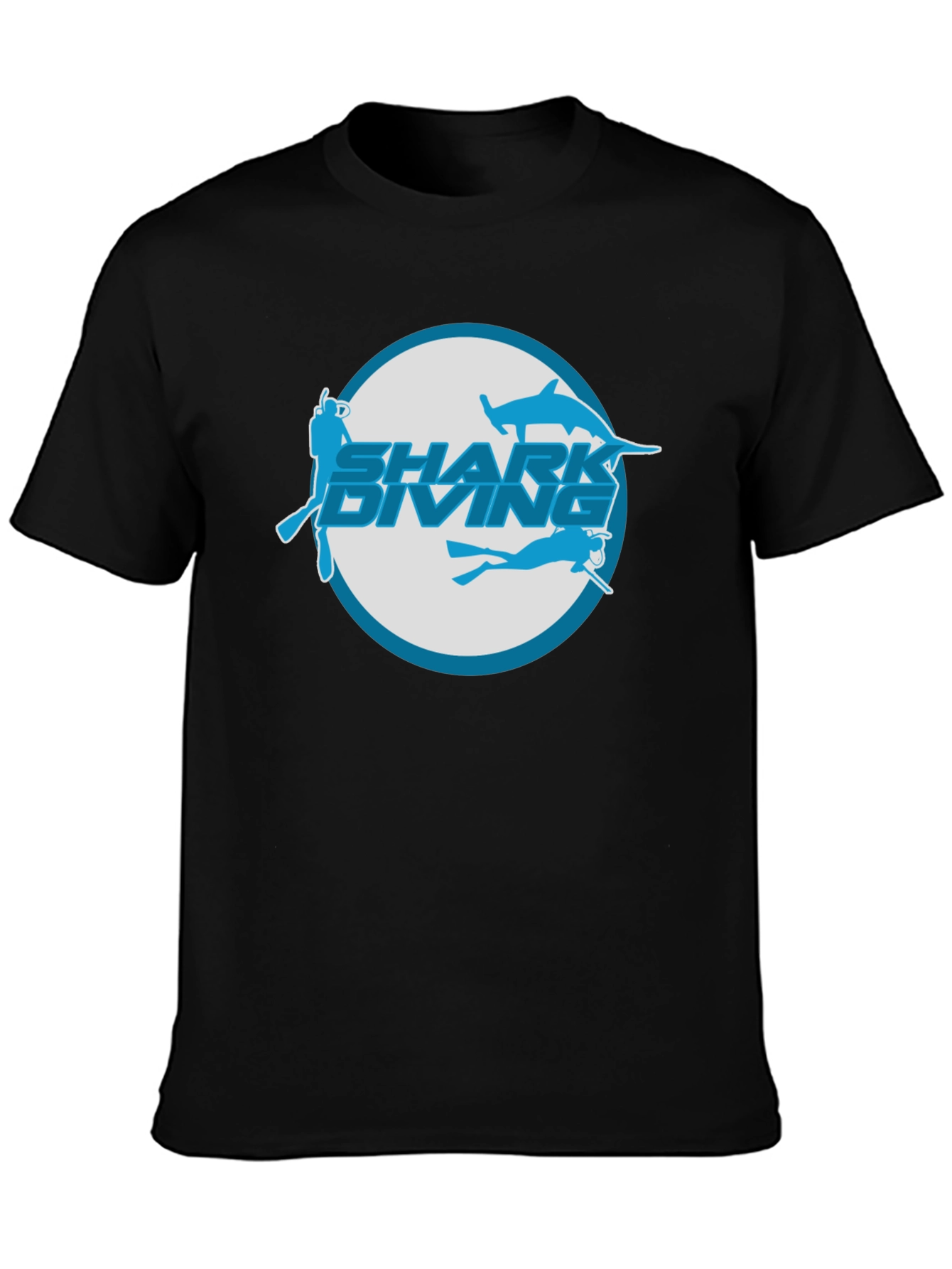 Shark Diving T-Shirt - Black Cotton Tee