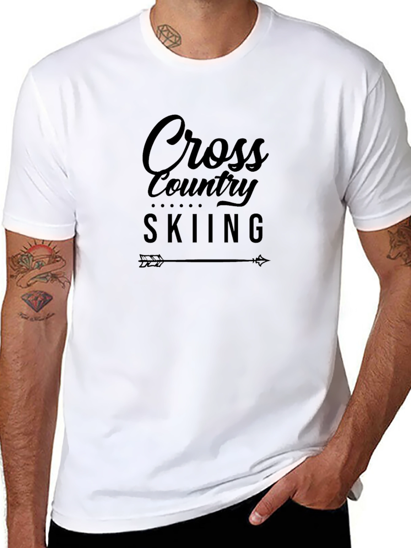 Cross Country Skiing Black Graphic T-Shirt