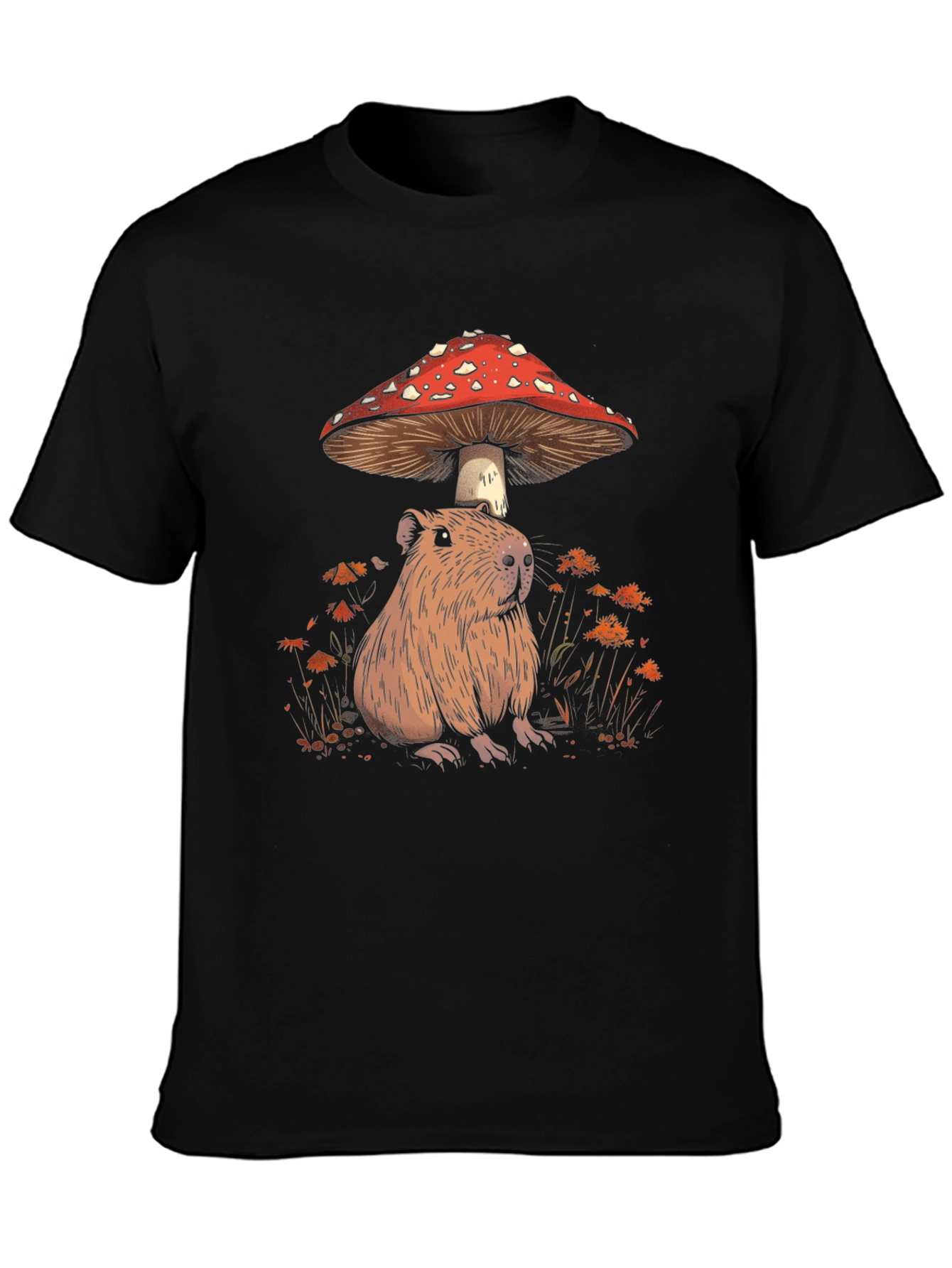 Capybara Mushroom T-Shirt - Adorable Wildlife Tee