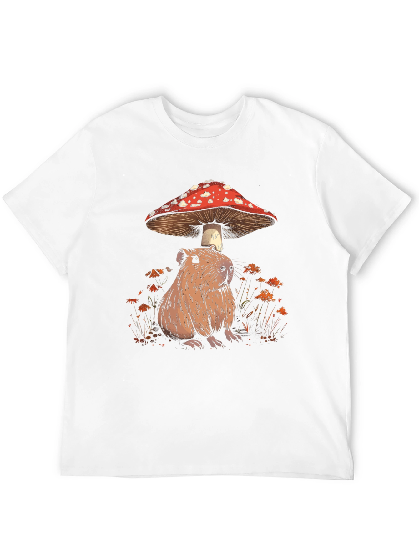 Capybara Mushroom T-Shirt - Adorable Wildlife Tee