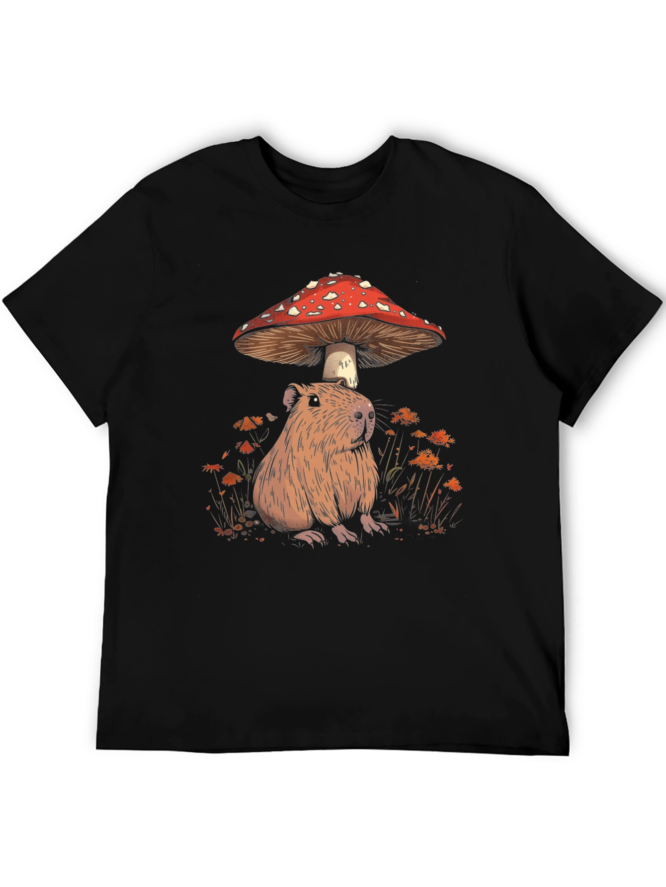 Capybara Mushroom T-Shirt - Adorable Wildlife Tee