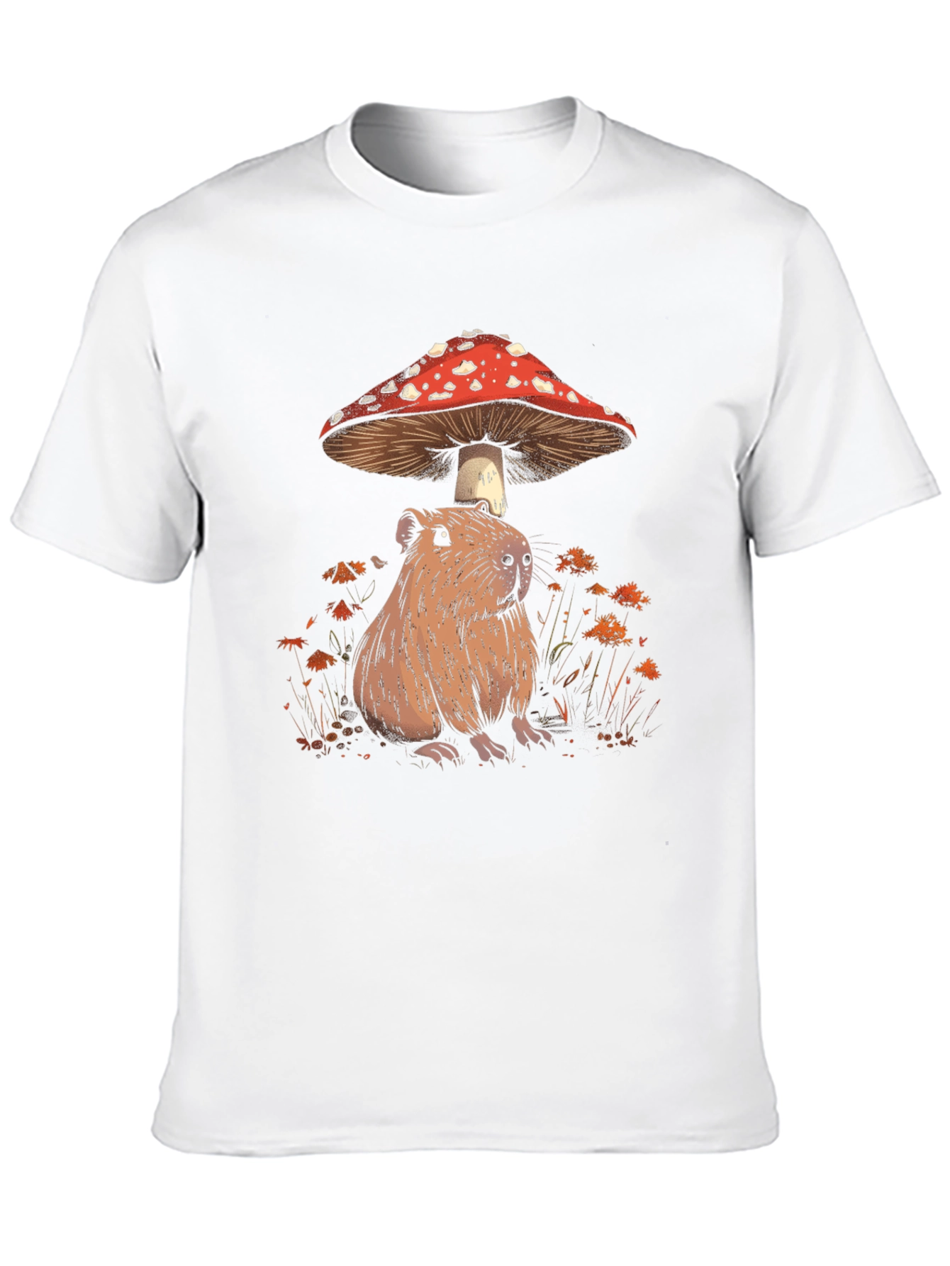 Capybara Mushroom T-Shirt - Adorable Wildlife Tee