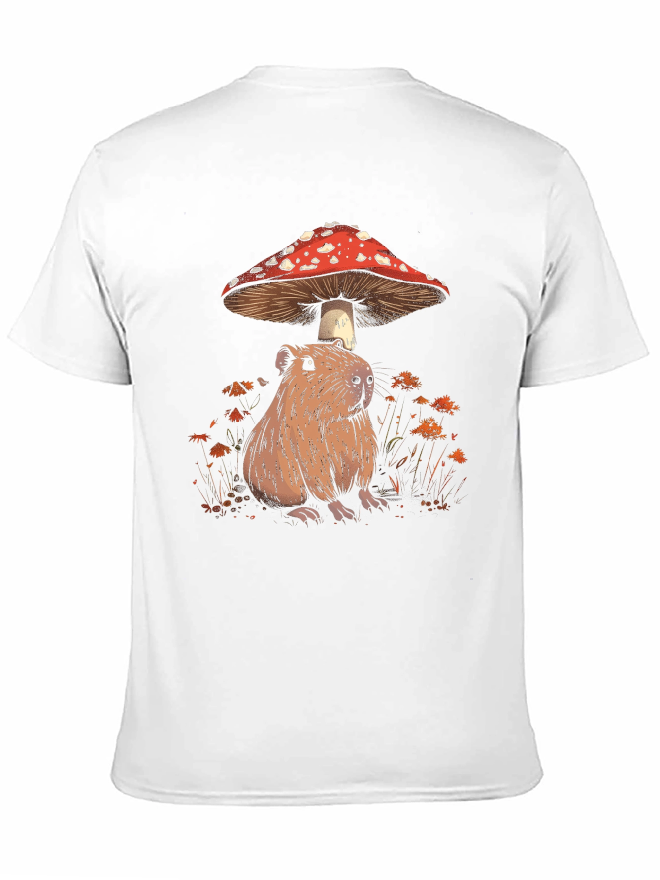 Capybara Mushroom T-Shirt - Adorable Wildlife Tee