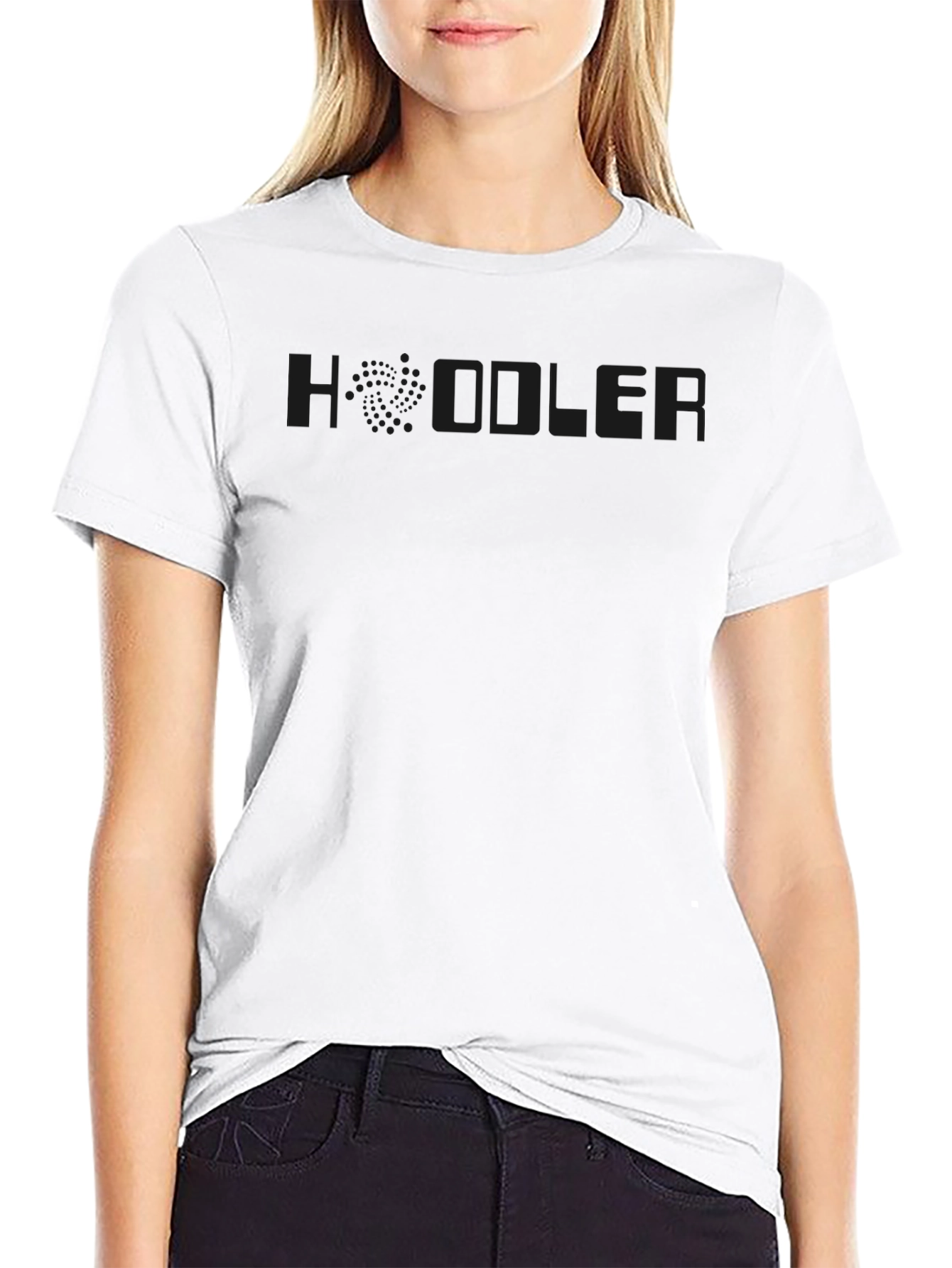 Black Crewneck Tee with Subtle Graphic