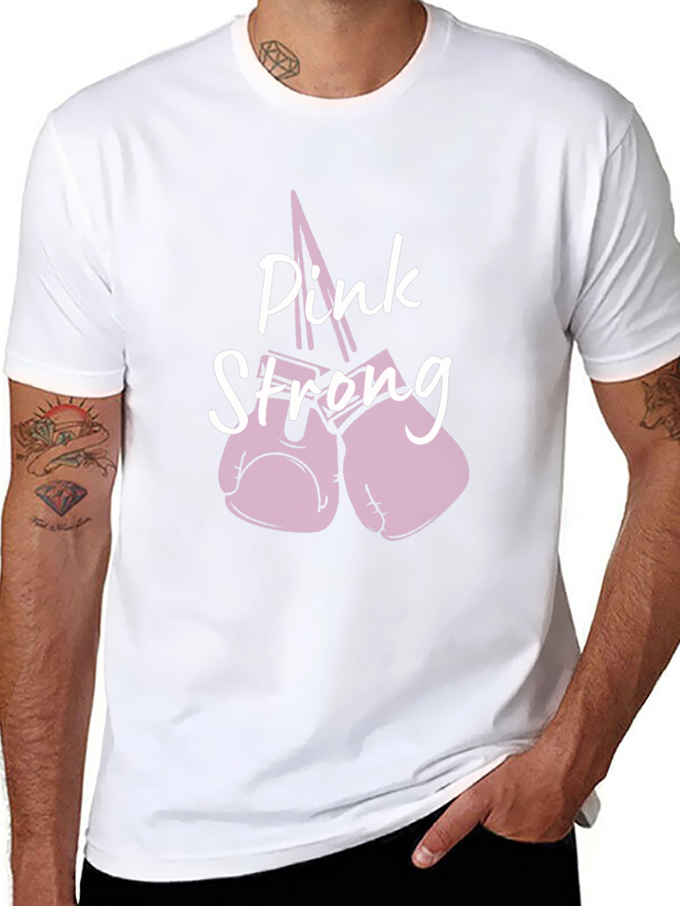 Pink Strong Boxing Gloves Graphic T-Shirt