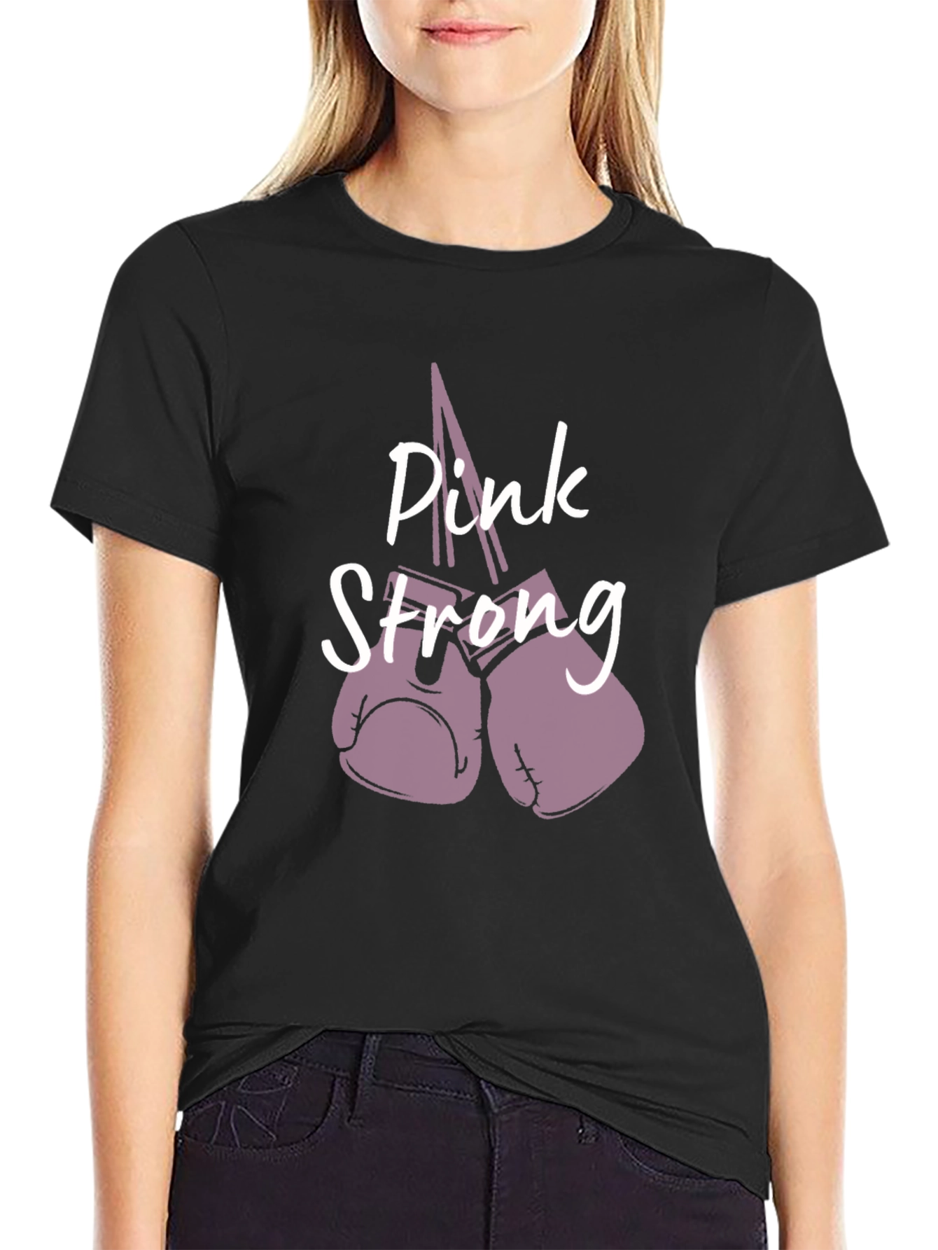 Pink Strong Boxing Gloves Graphic T-Shirt