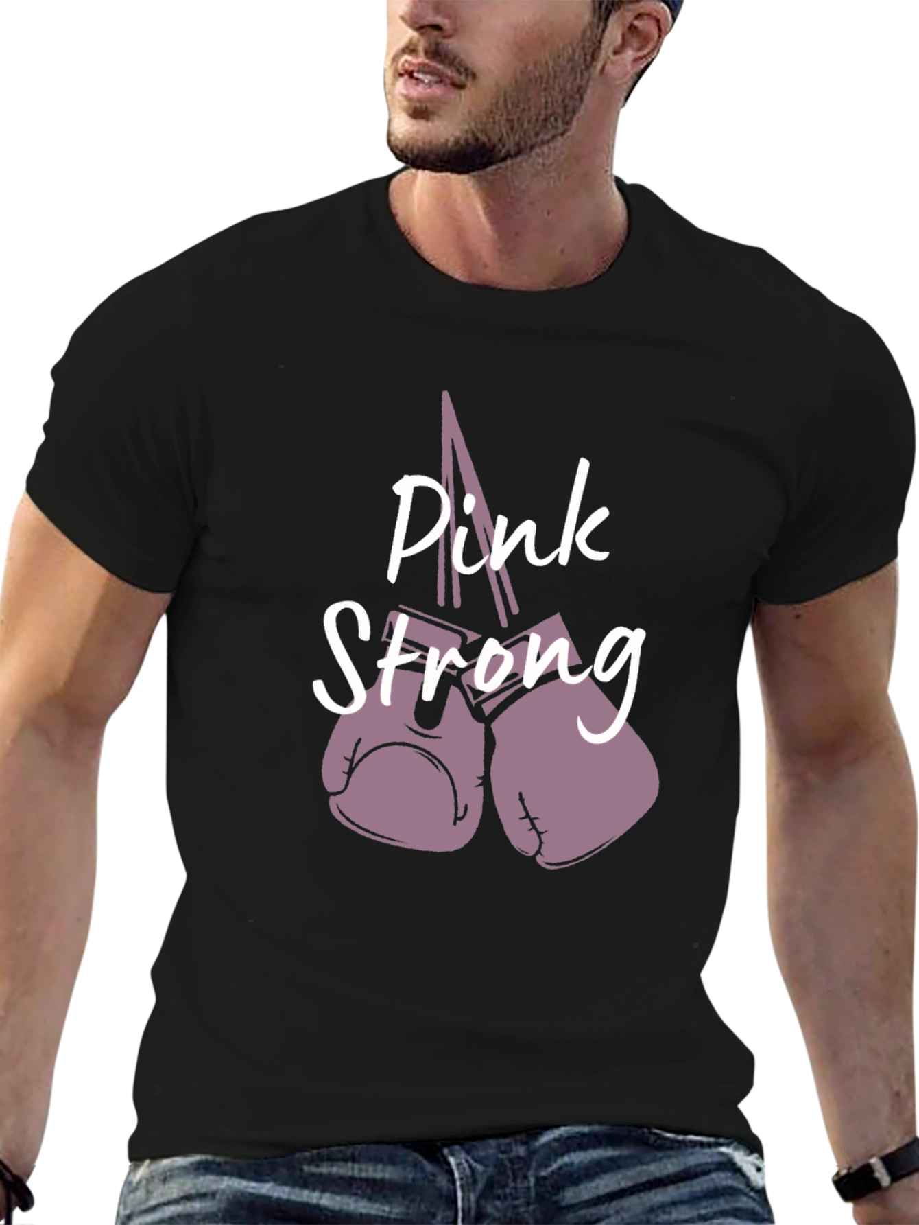 Pink Strong Boxing Gloves Graphic T-Shirt