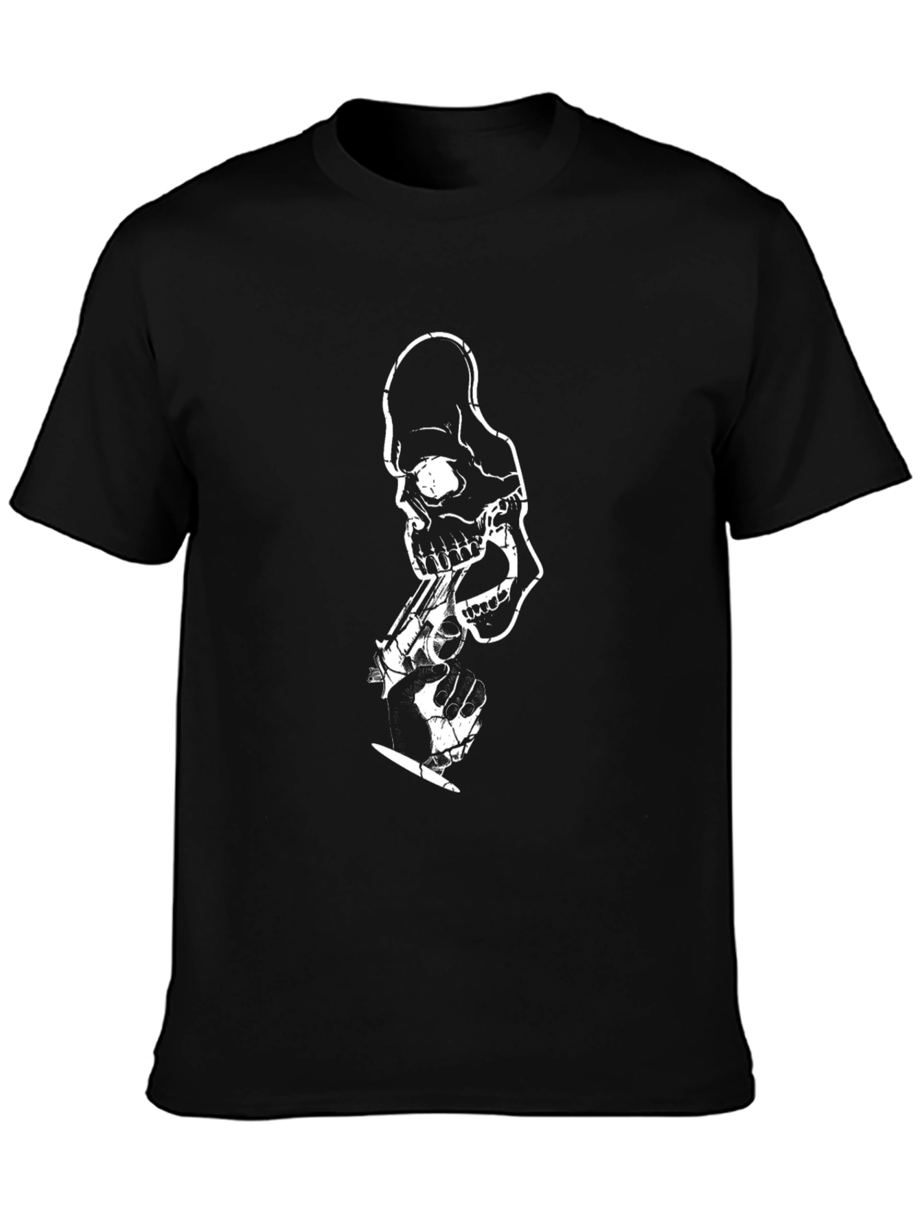 Skull & Roses Graphic Tee - Black Cotton Blend
