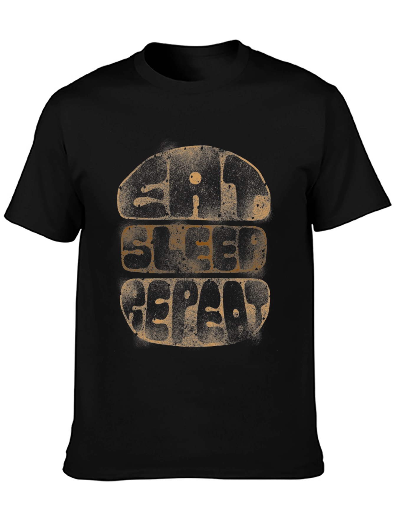 Eat Sleep Repeat Graphic Tee - Black Cotton T-Shirt