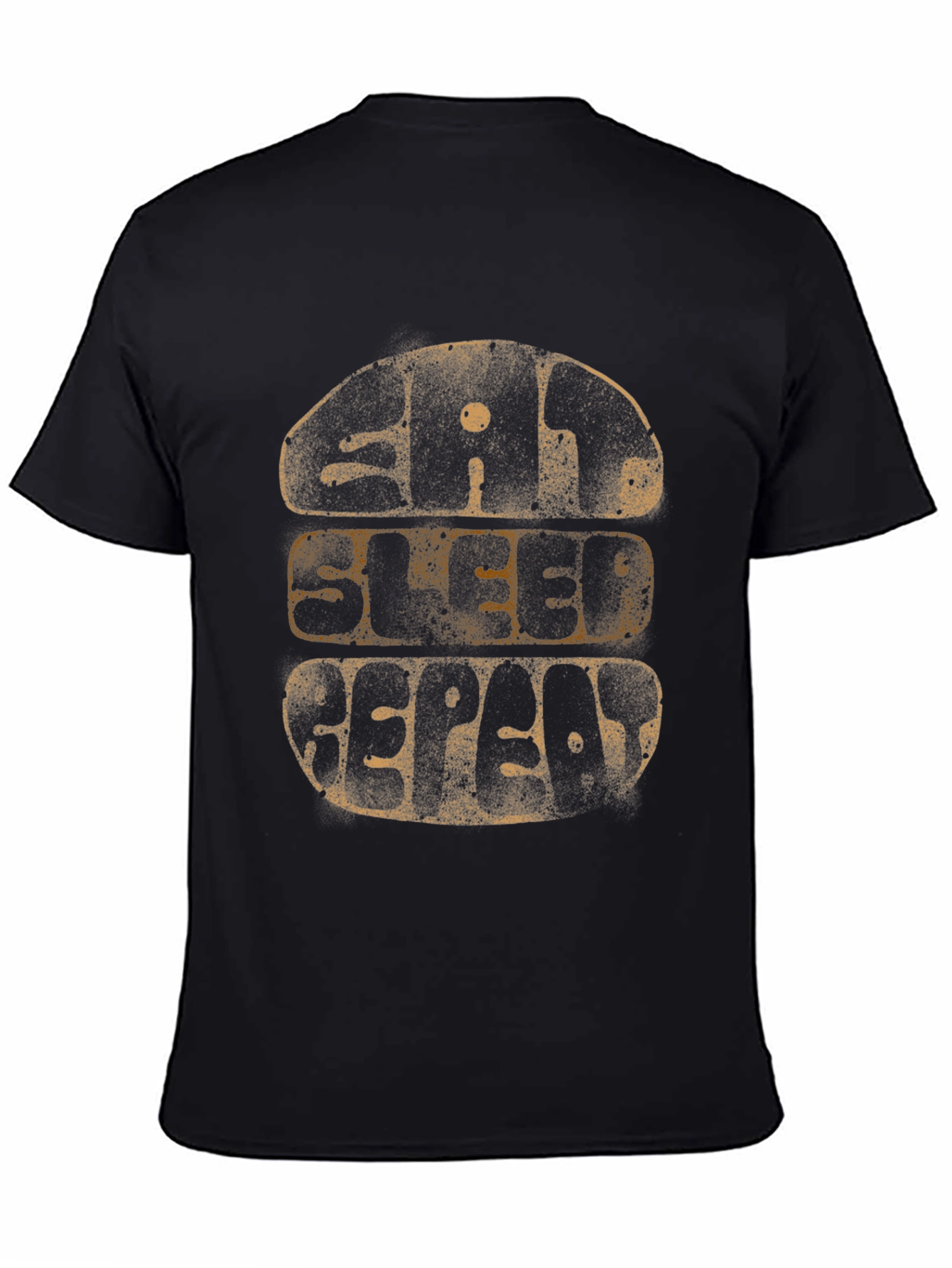 Eat Sleep Repeat Graphic Tee - Black Cotton T-Shirt