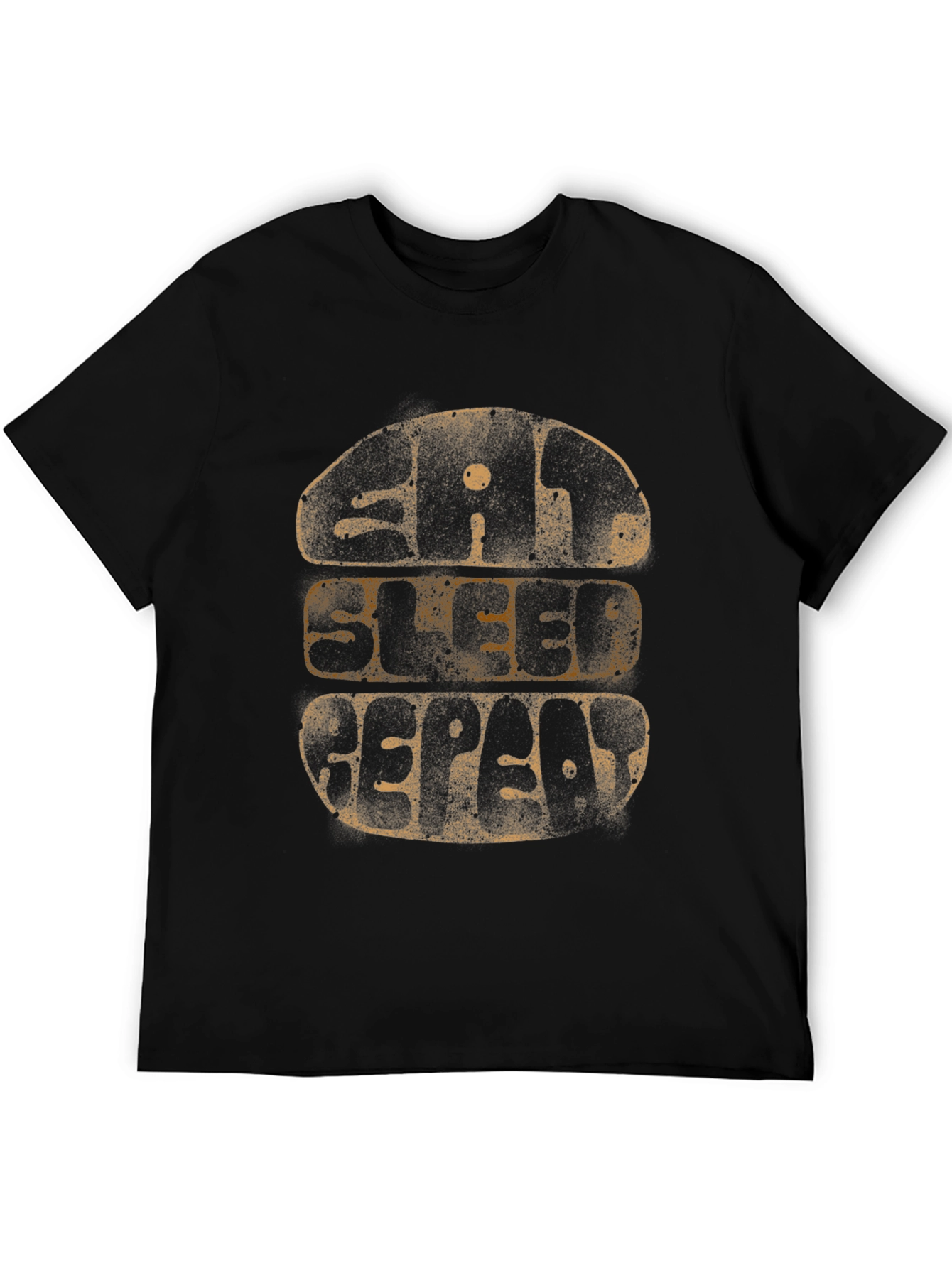 Eat Sleep Repeat Graphic Tee - Black Cotton T-Shirt