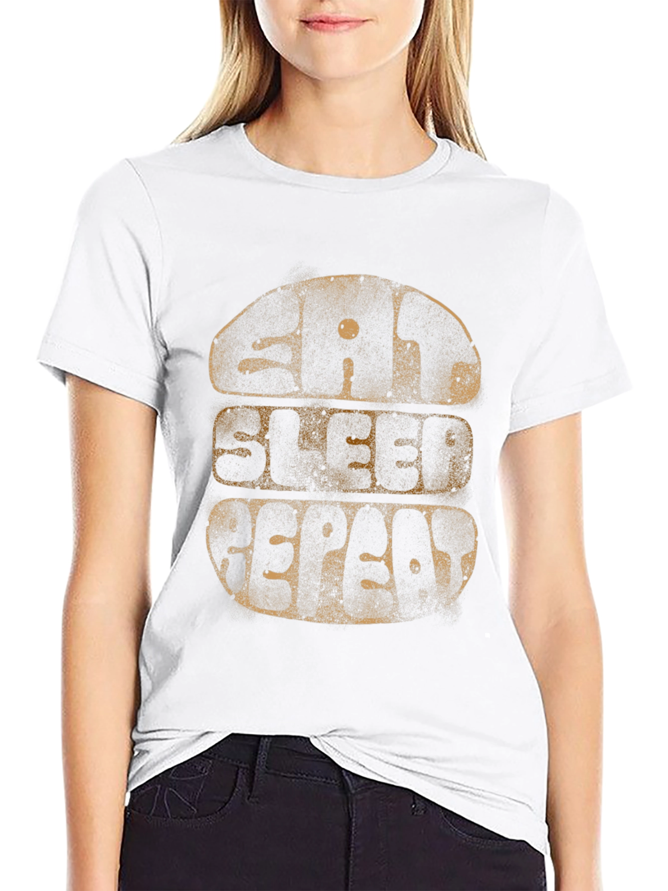 Eat Sleep Repeat Graphic Tee - Black Cotton T-Shirt