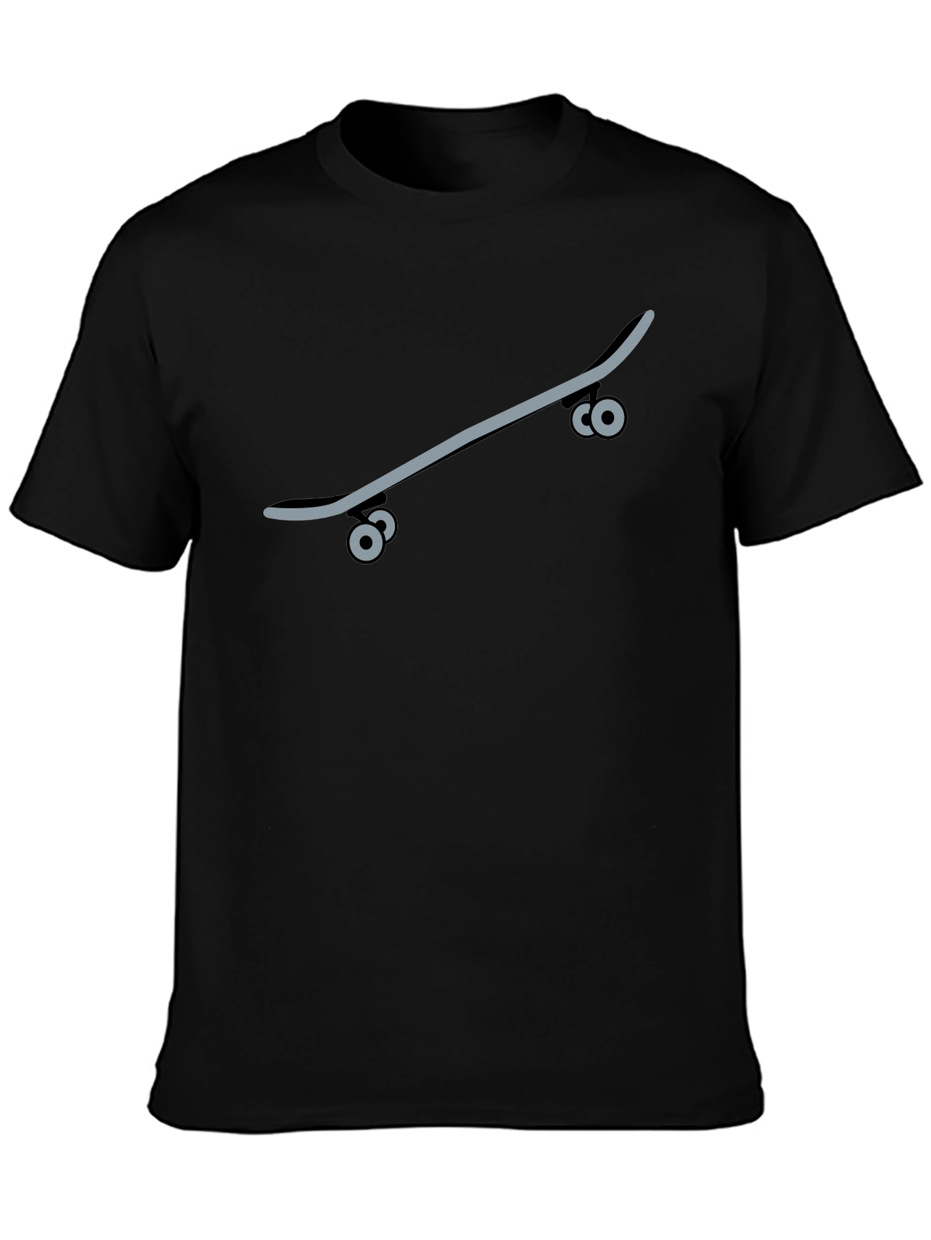 Skateboard Graphic Tee - Black Casual T-Shirt