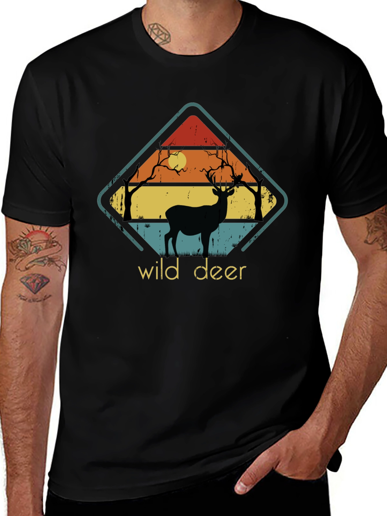 Wild Deer Graphic Tee - Retro Style