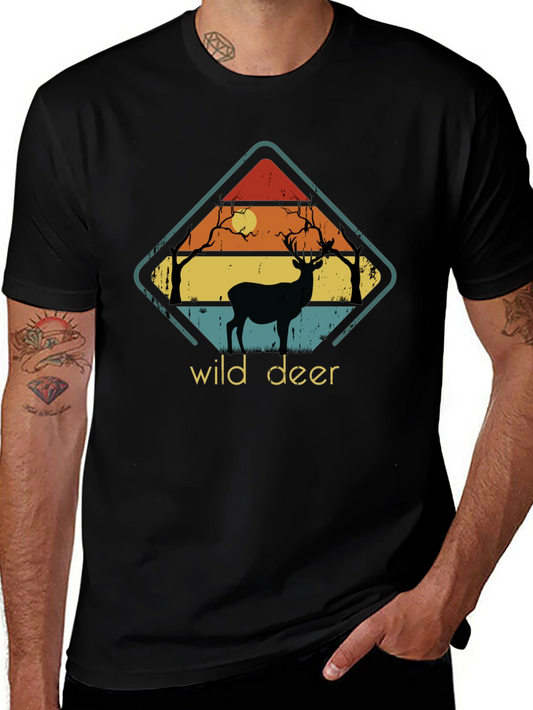 Wild Deer Graphic Tee - Retro Style