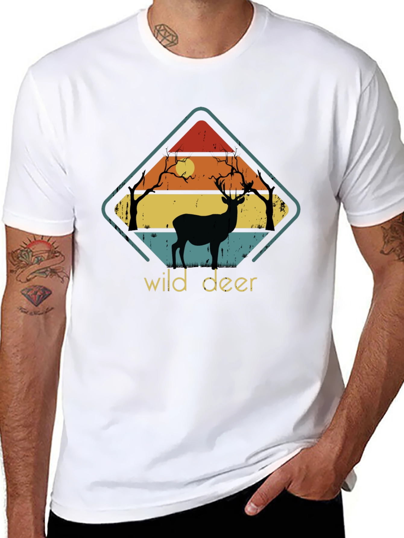 Wild Deer Graphic Tee - Retro Style