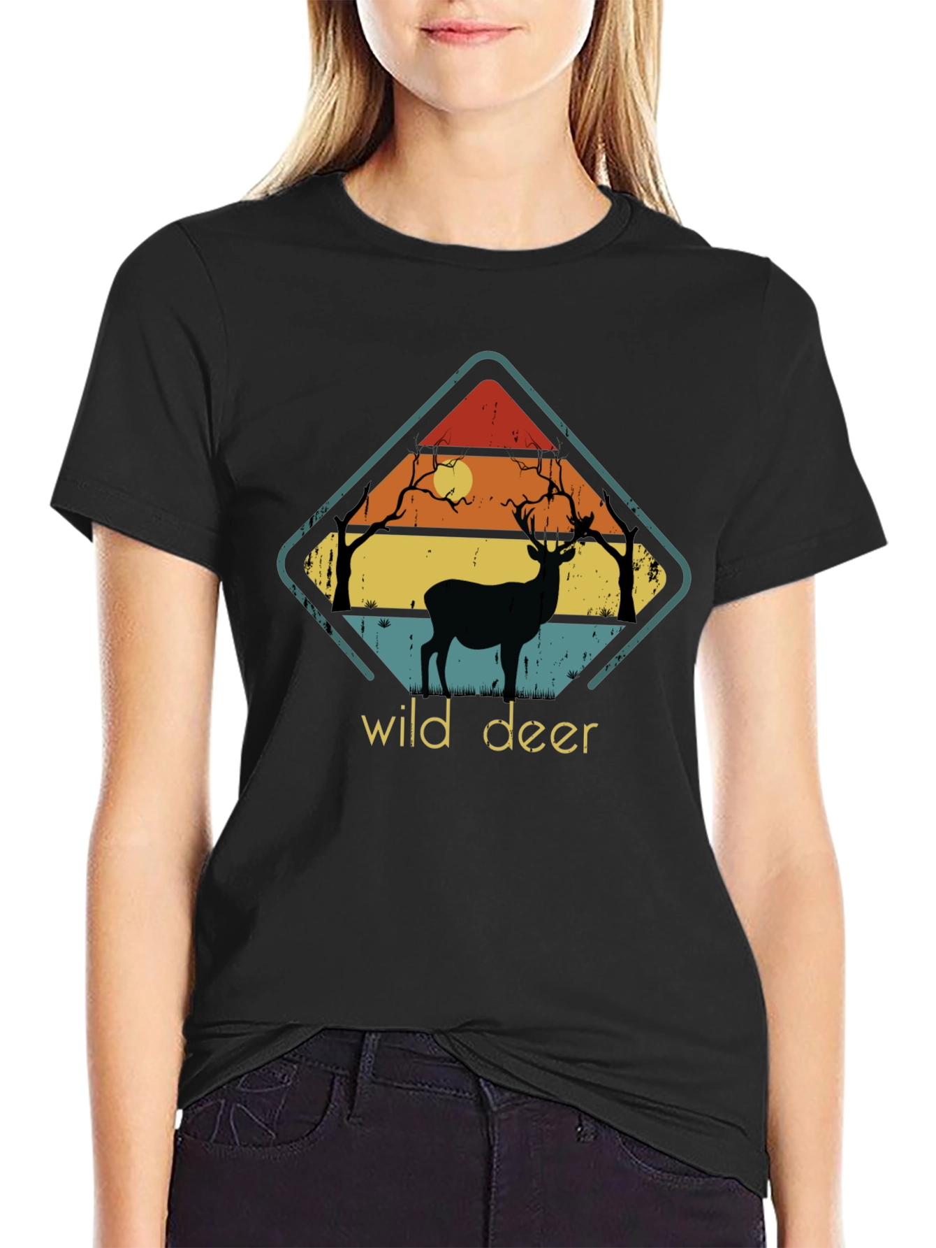 Wild Deer Graphic Tee - Retro Style