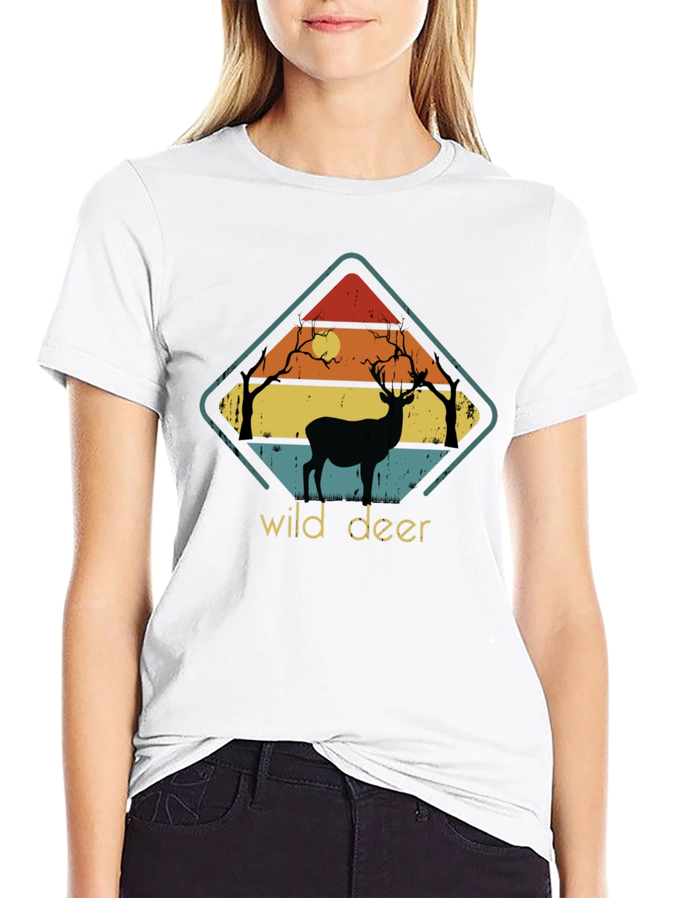 Wild Deer Graphic Tee - Retro Style