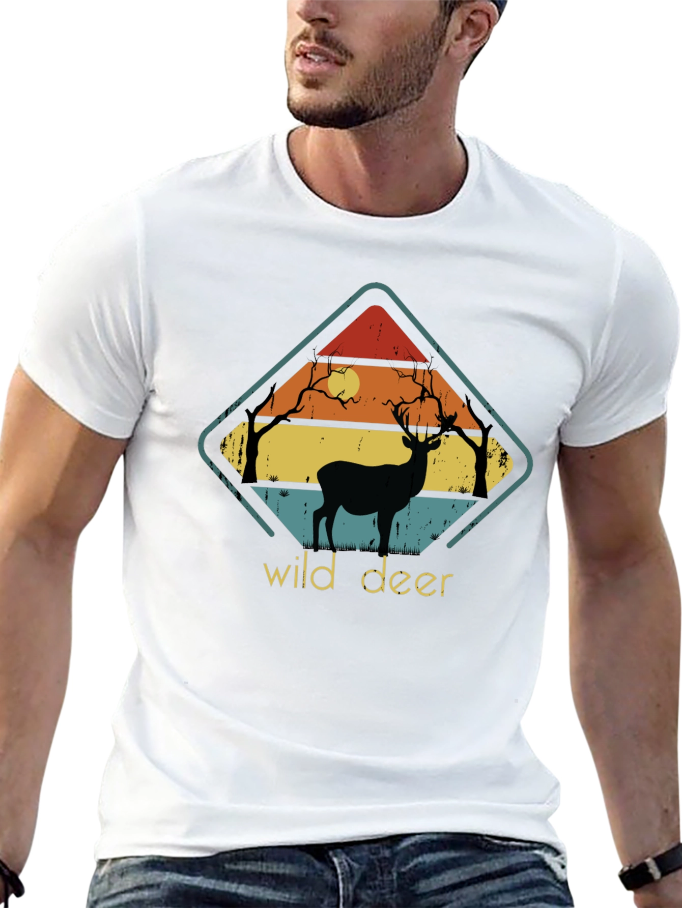 Wild Deer Graphic Tee - Retro Style