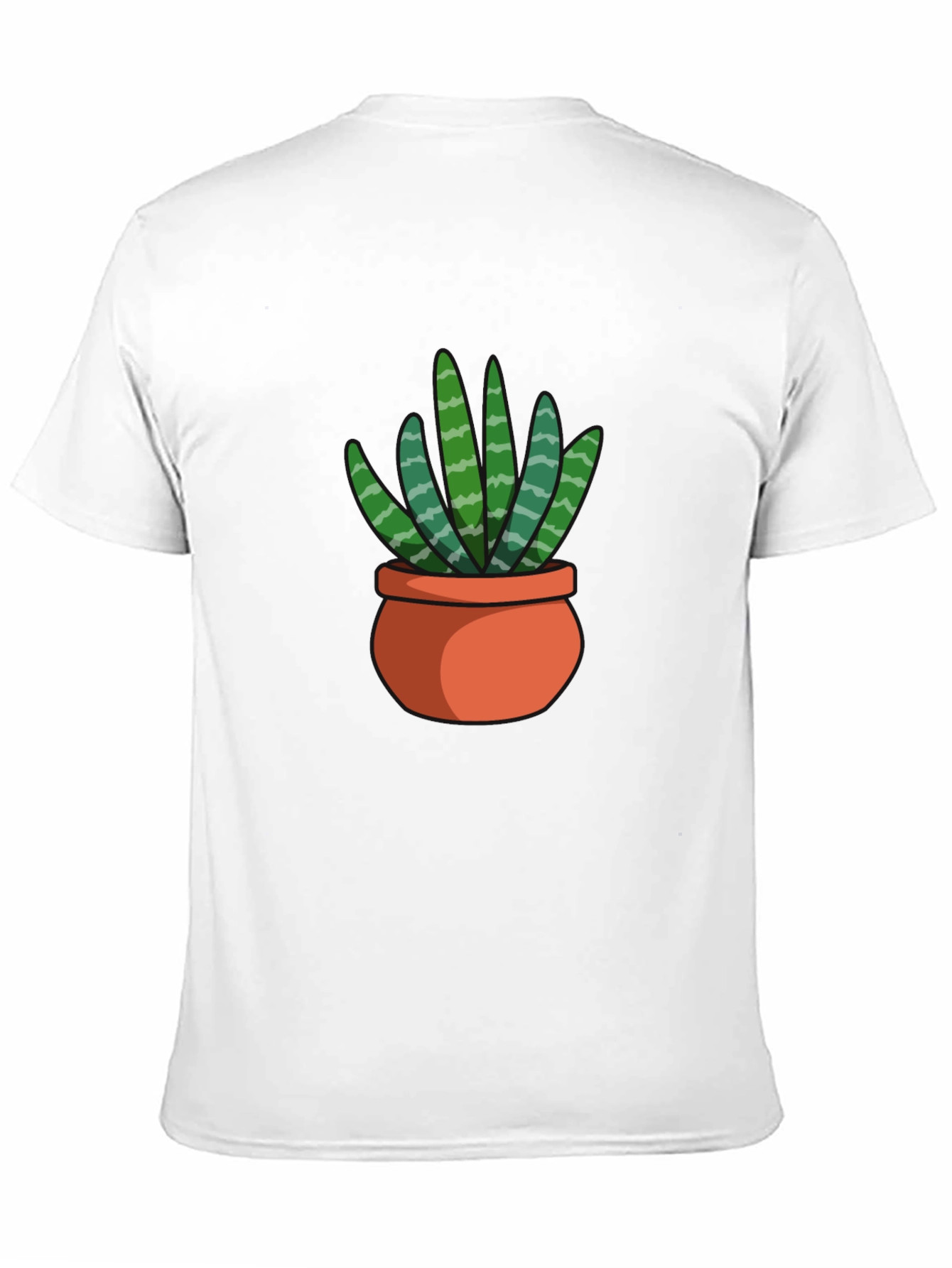 Black T-Shirt with Succulent Plant Graphic