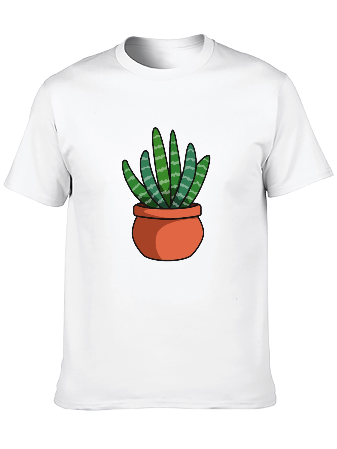 Black T-Shirt with Succulent Plant Graphic