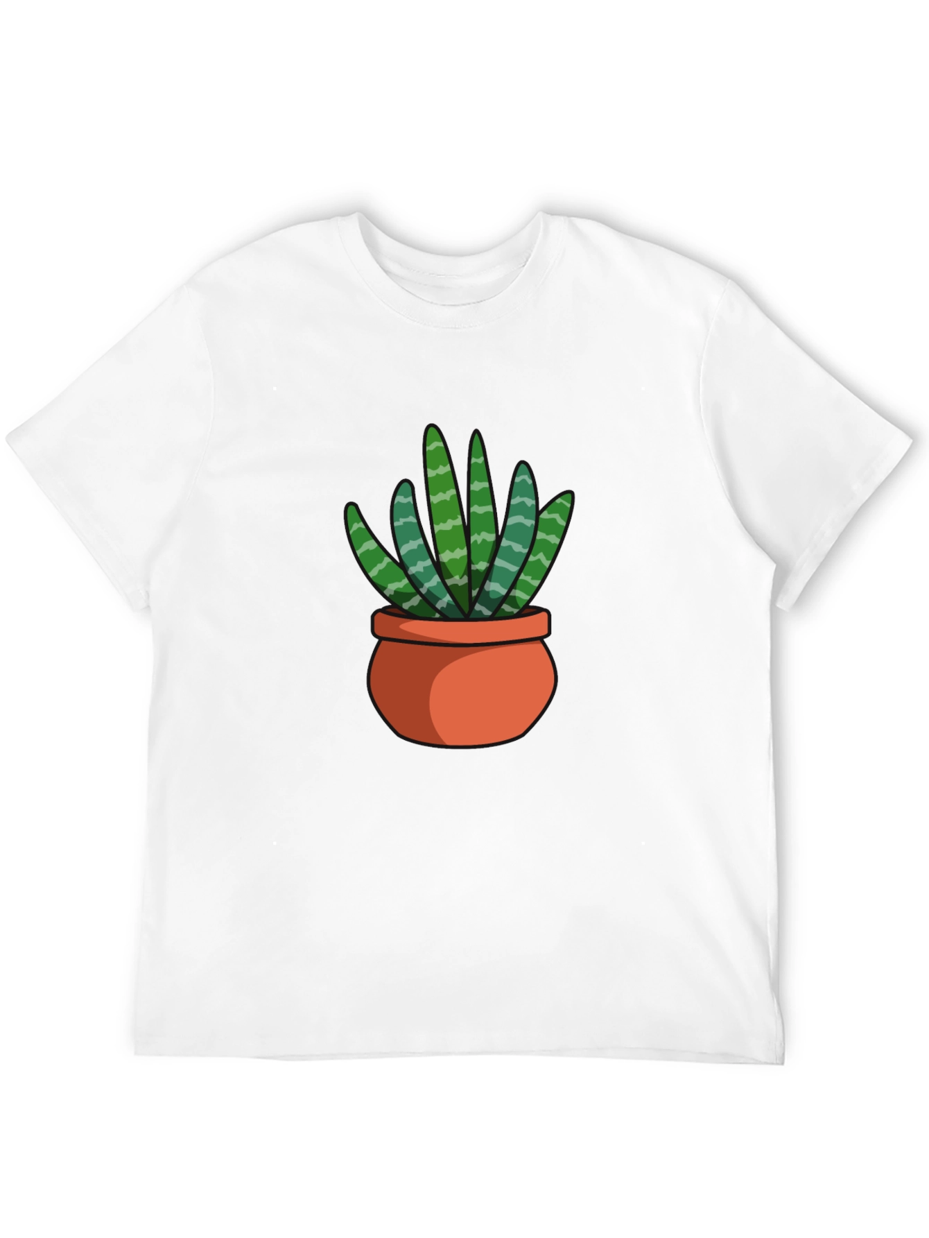 Black T-Shirt with Succulent Plant Graphic