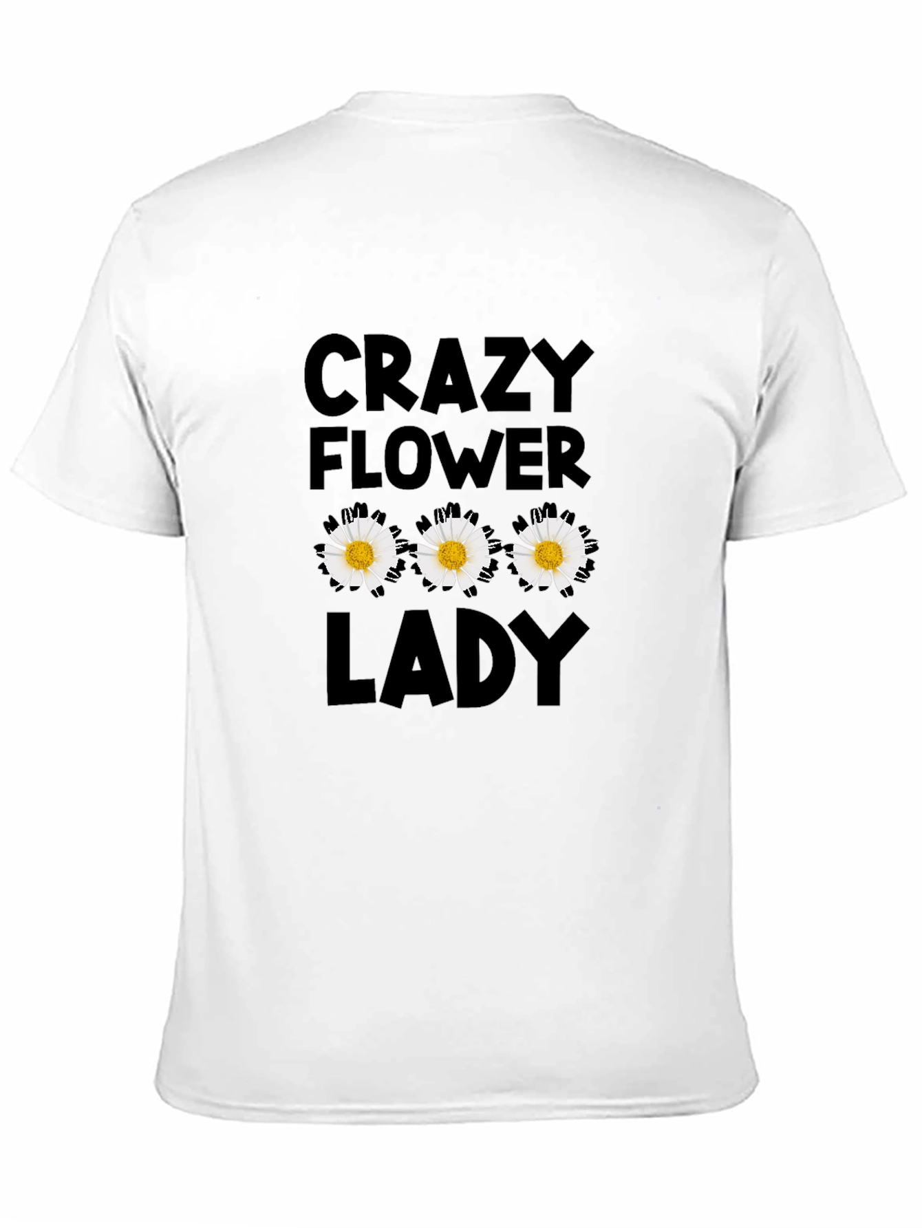 Crazy Flower Lady Black T-Shirt