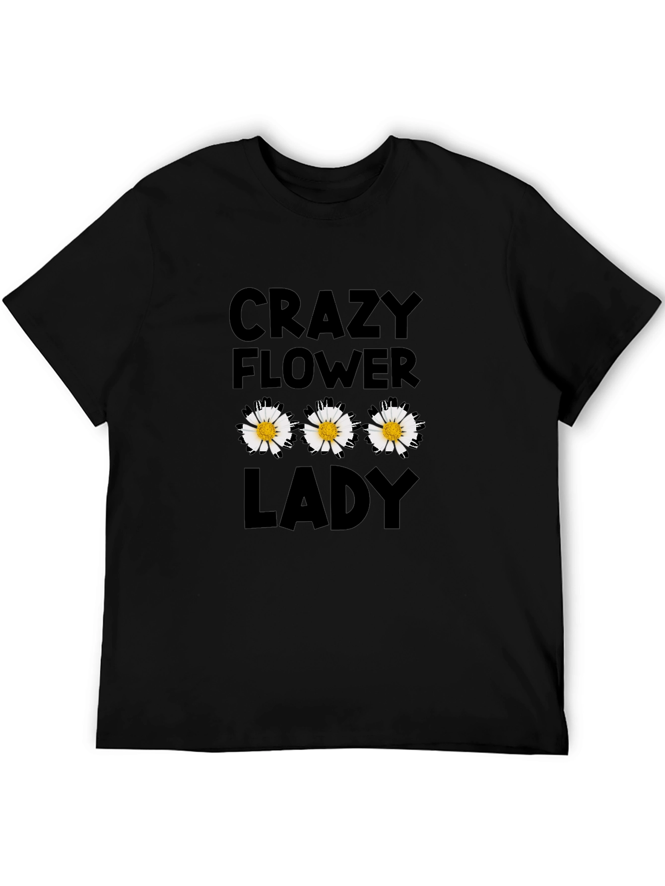 Crazy Flower Lady Black T-Shirt