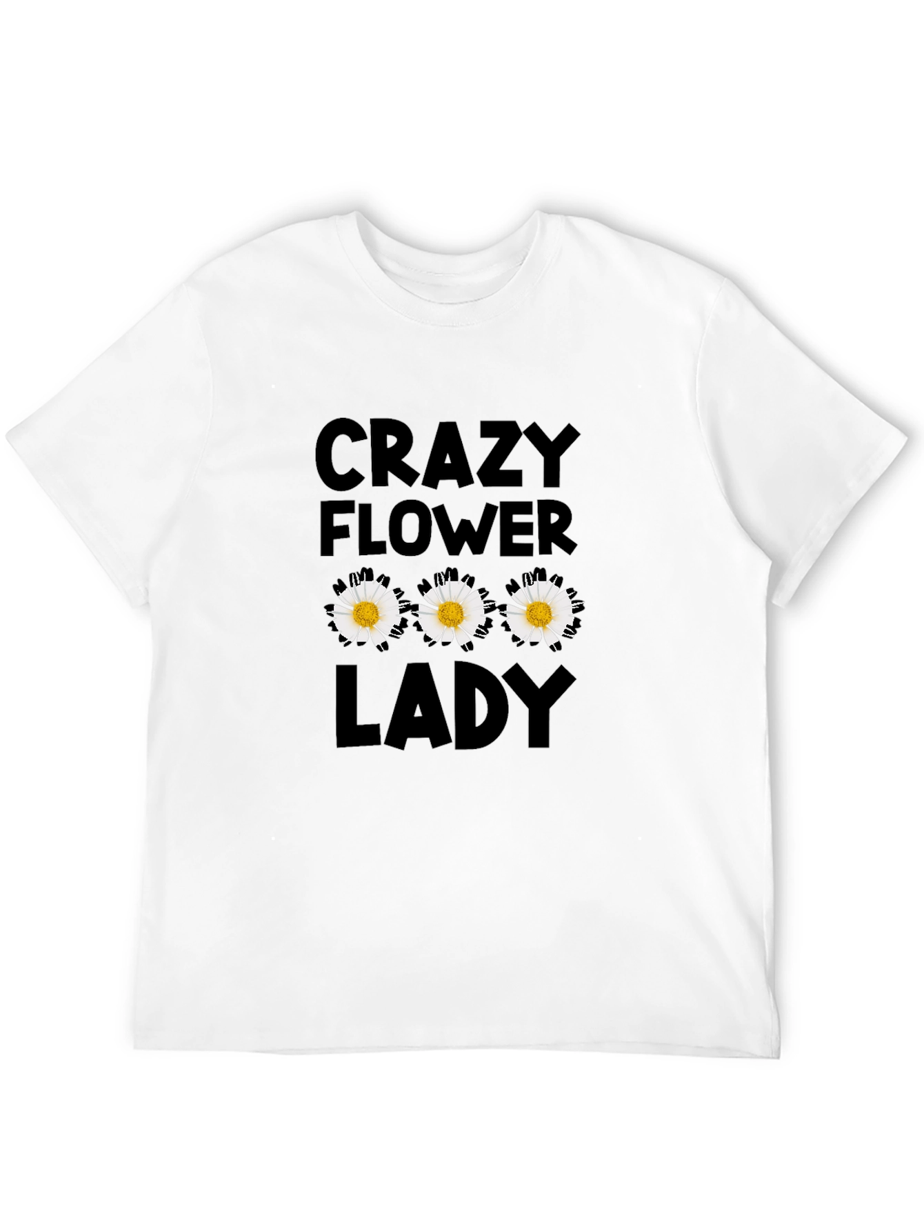 Crazy Flower Lady Black T-Shirt