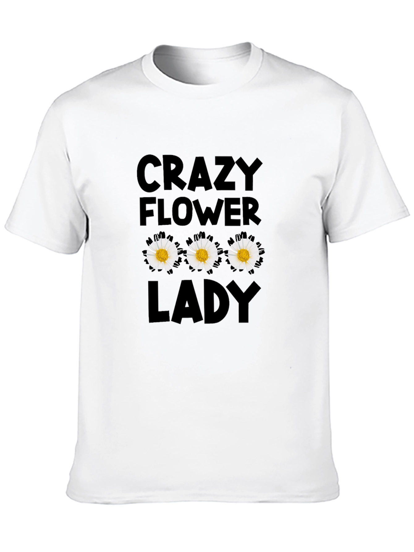 Crazy Flower Lady Black T-Shirt
