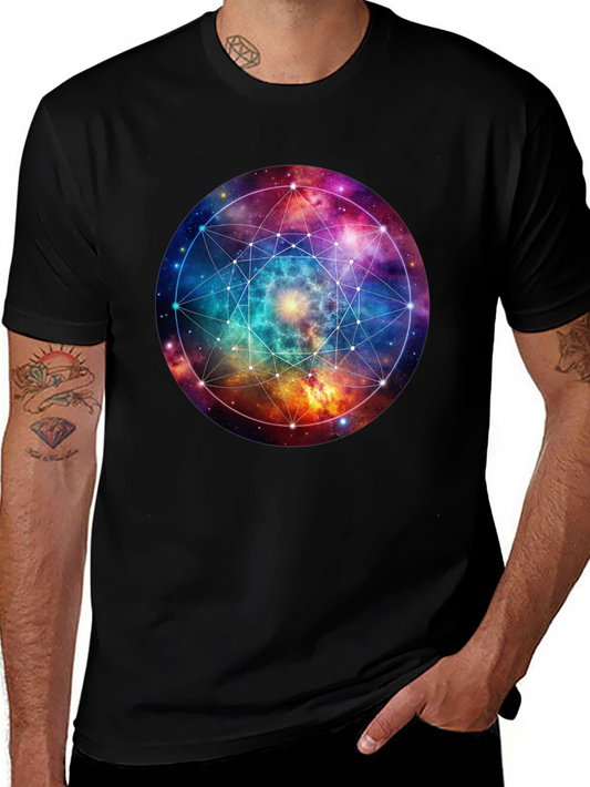 Galaxy Geometric T-Shirt - Black Cotton Blend