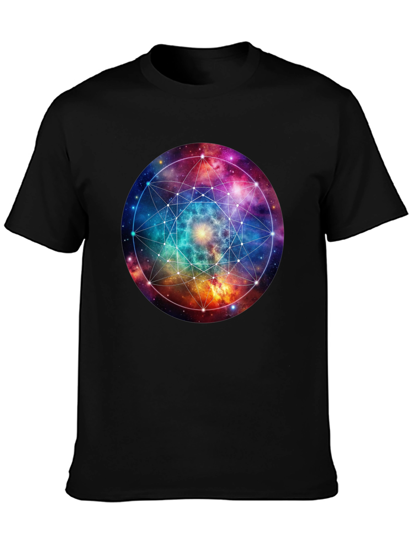 Galaxy Geometric T-Shirt - Black Cotton Blend