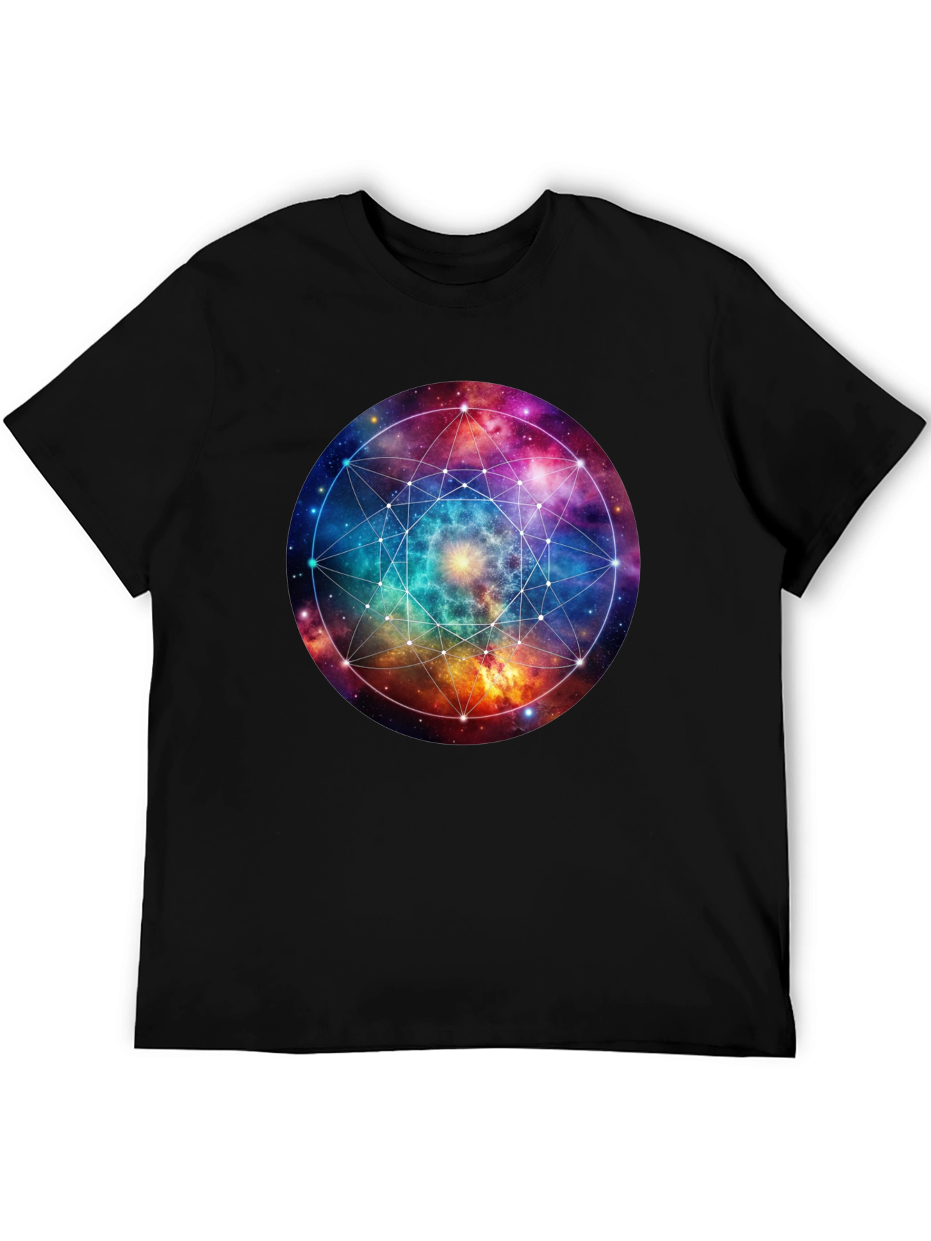 Galaxy Geometric T-Shirt - Black Cotton Blend