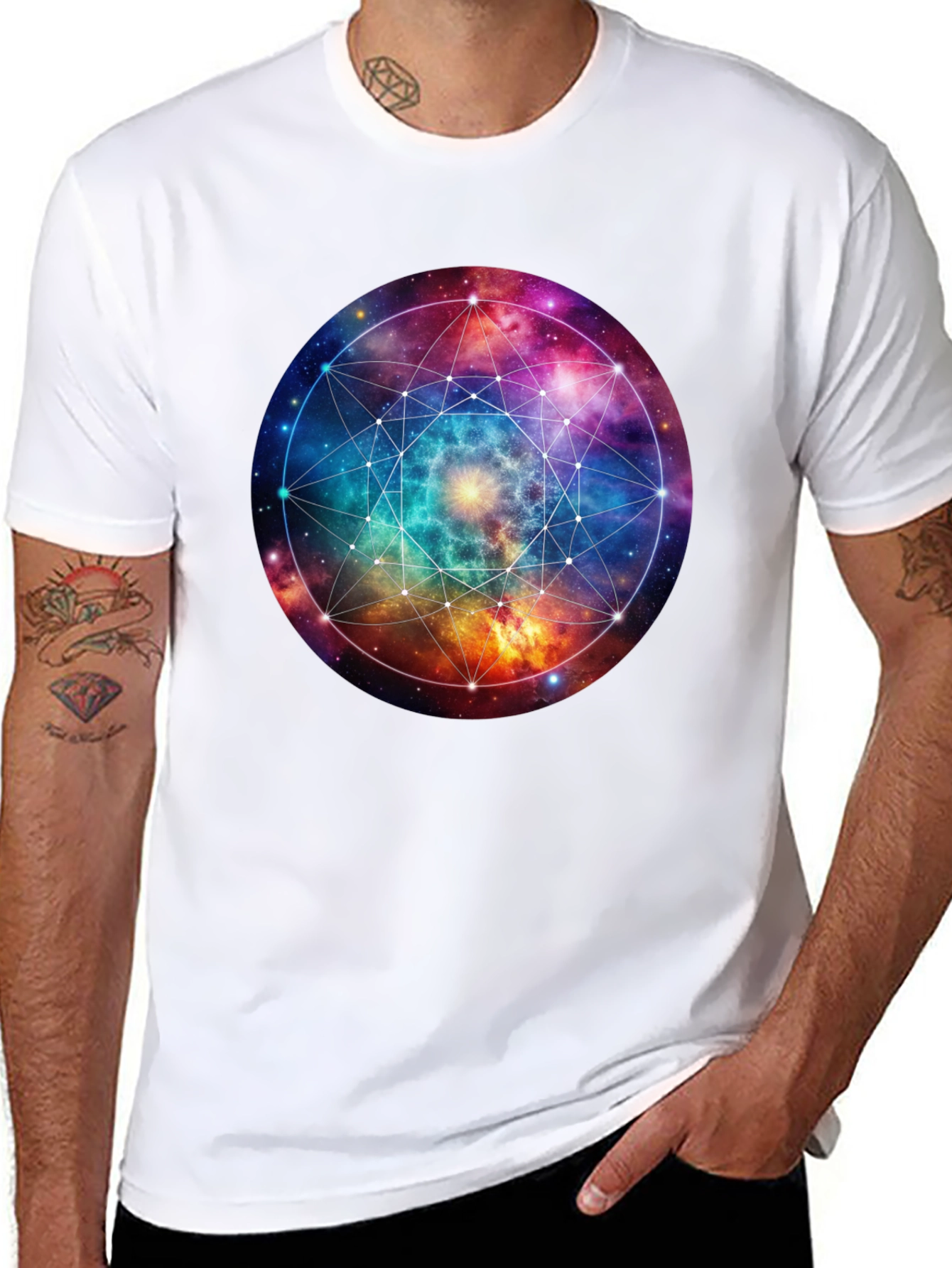 Galaxy Geometric T-Shirt - Black Cotton Blend