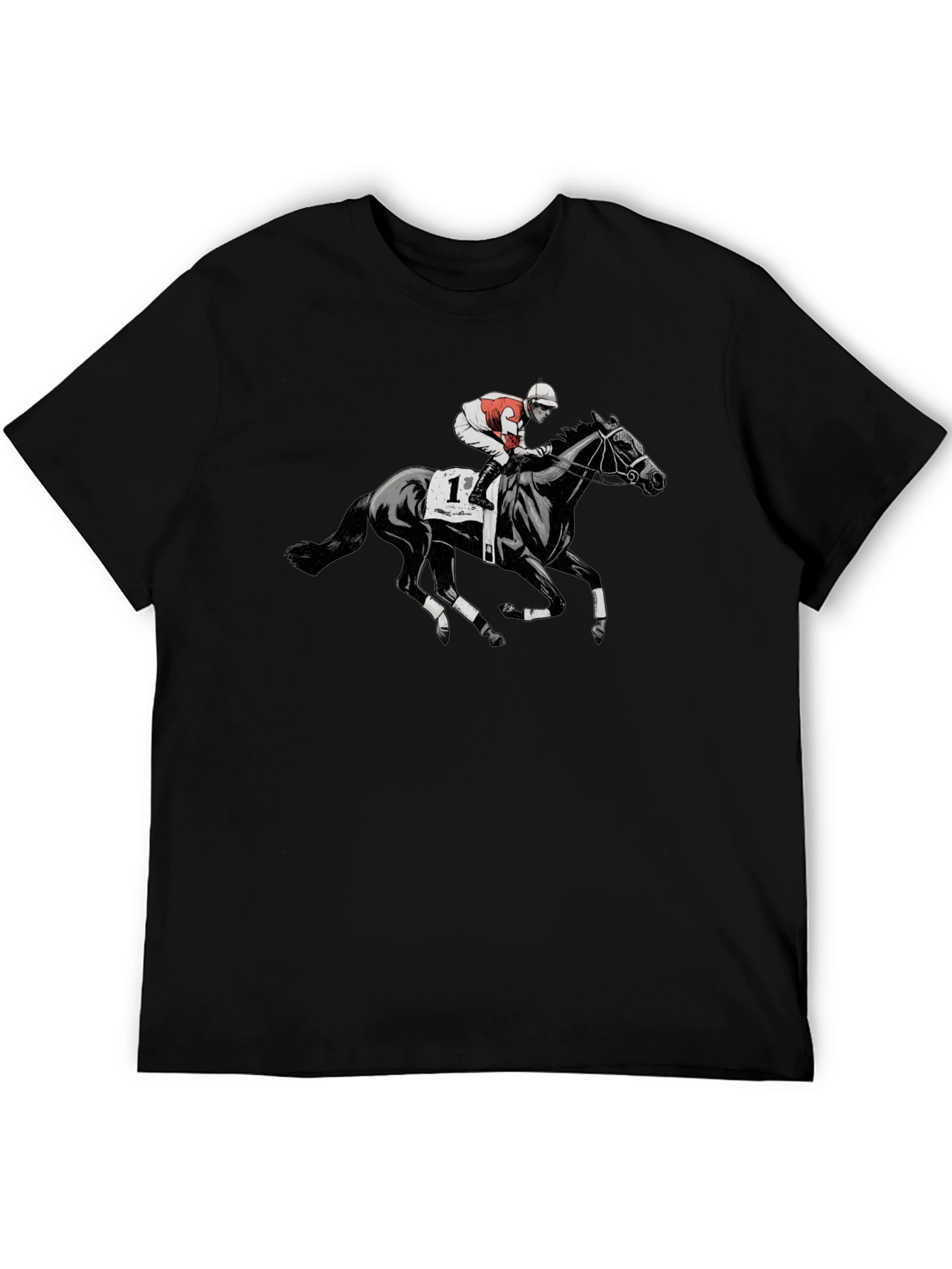 Horse Racing Graphic T-Shirt - Black