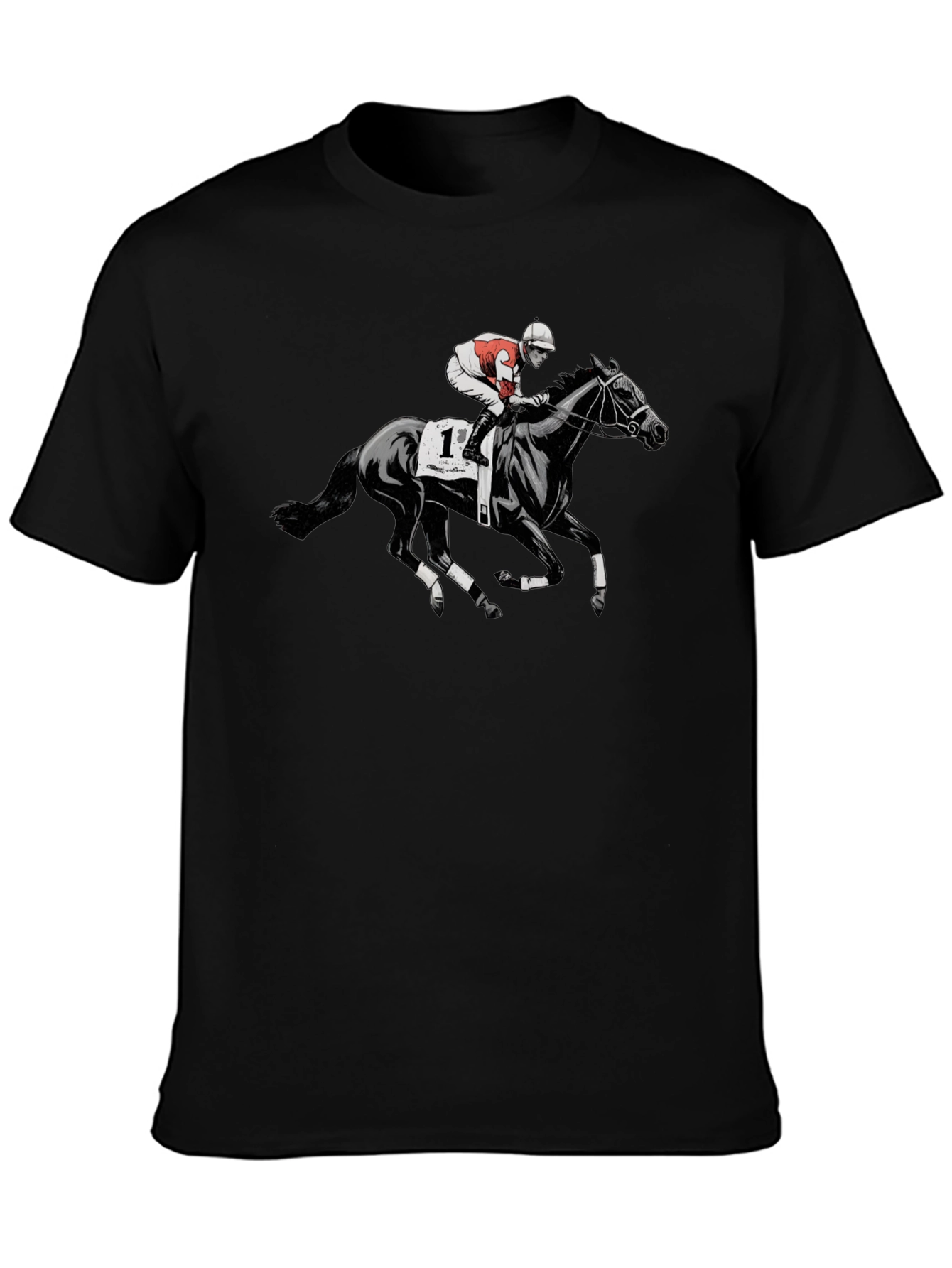 Horse Racing Graphic T-Shirt - Black