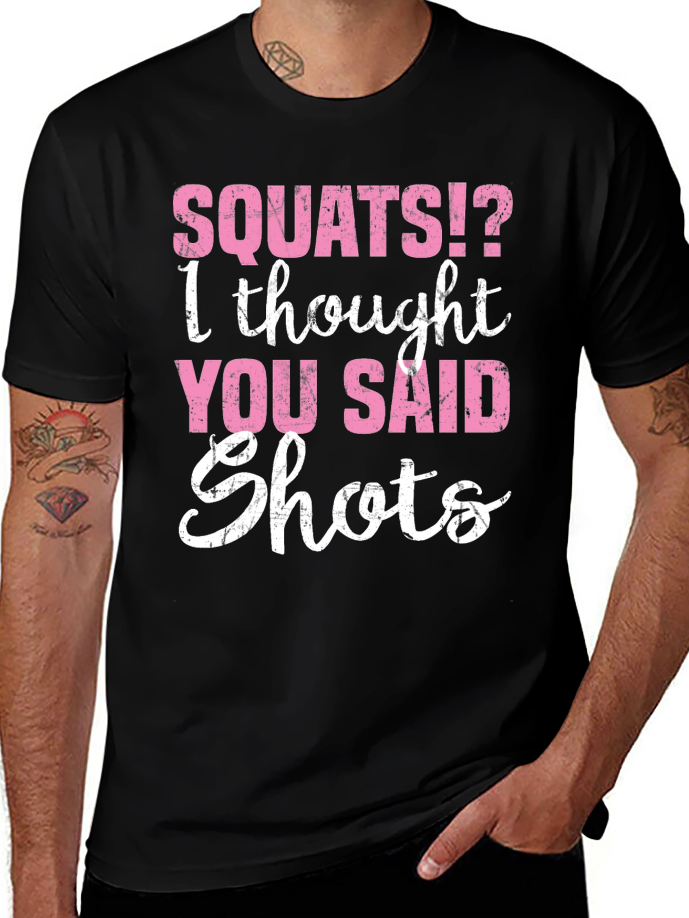 Squats!? Shots T-Shirt Funny Workout Gym Tee