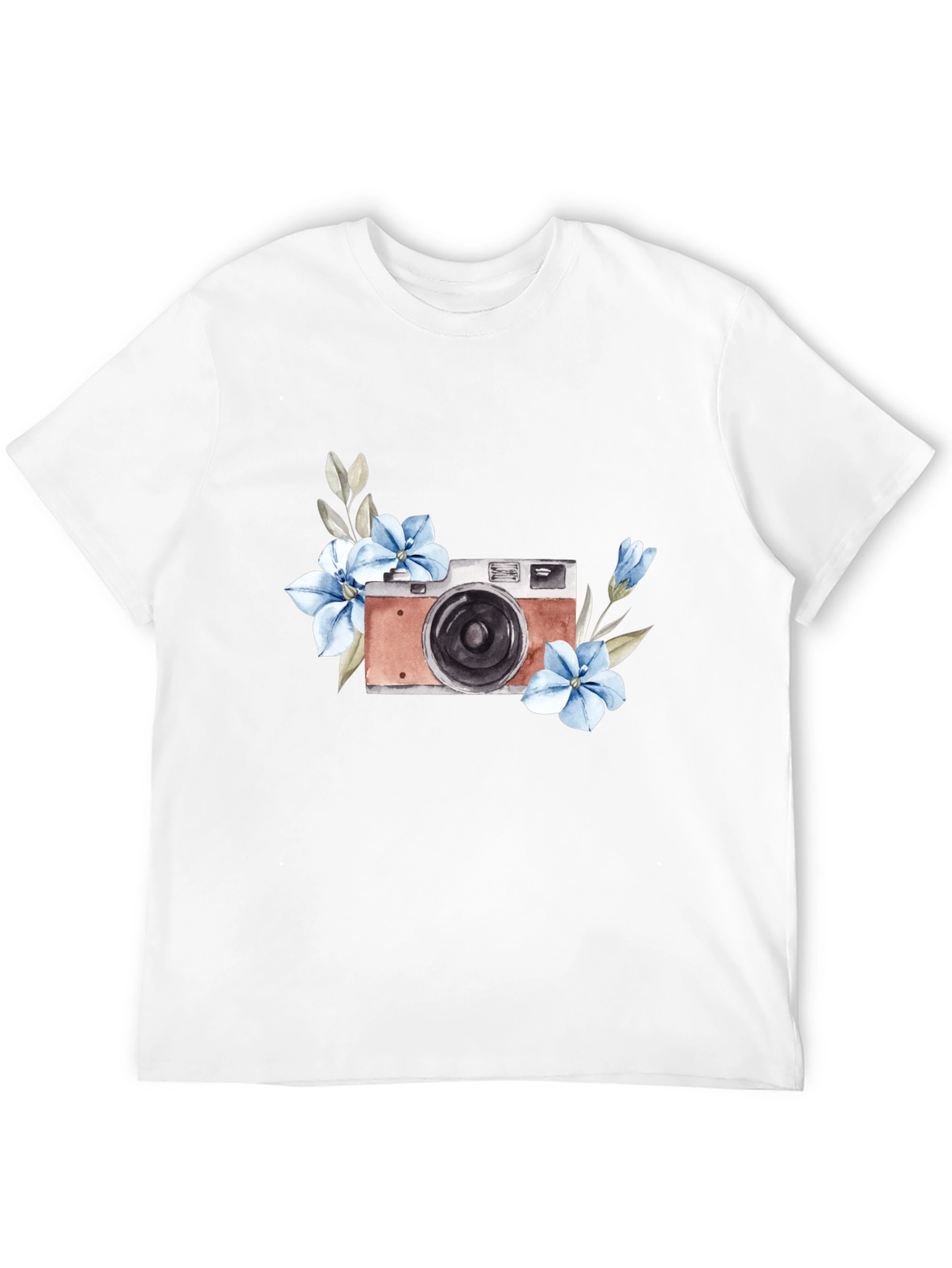 Floral Camera Graphic Tee - Stylish Black T-Shirt
