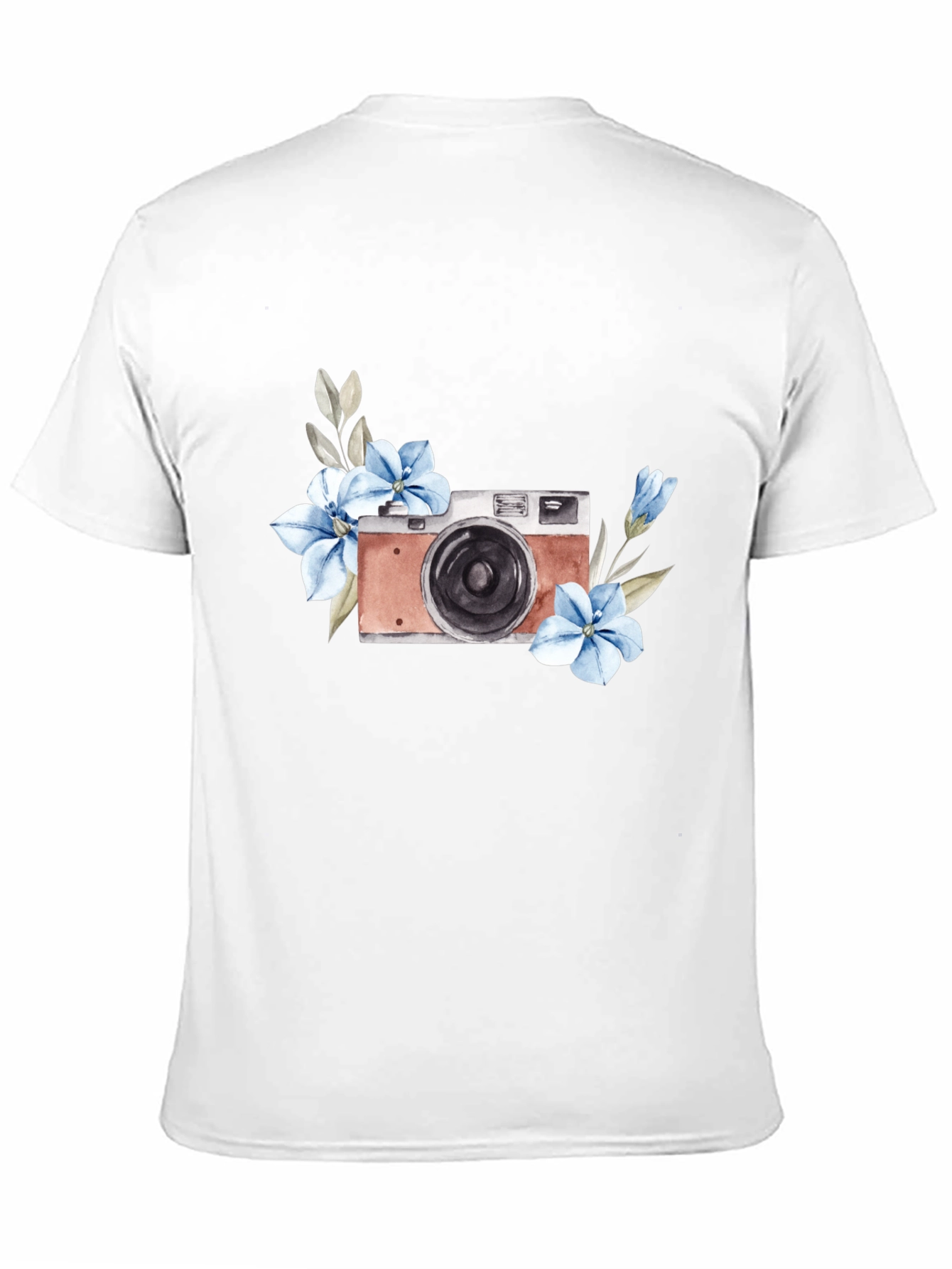 Floral Camera Graphic Tee - Stylish Black T-Shirt