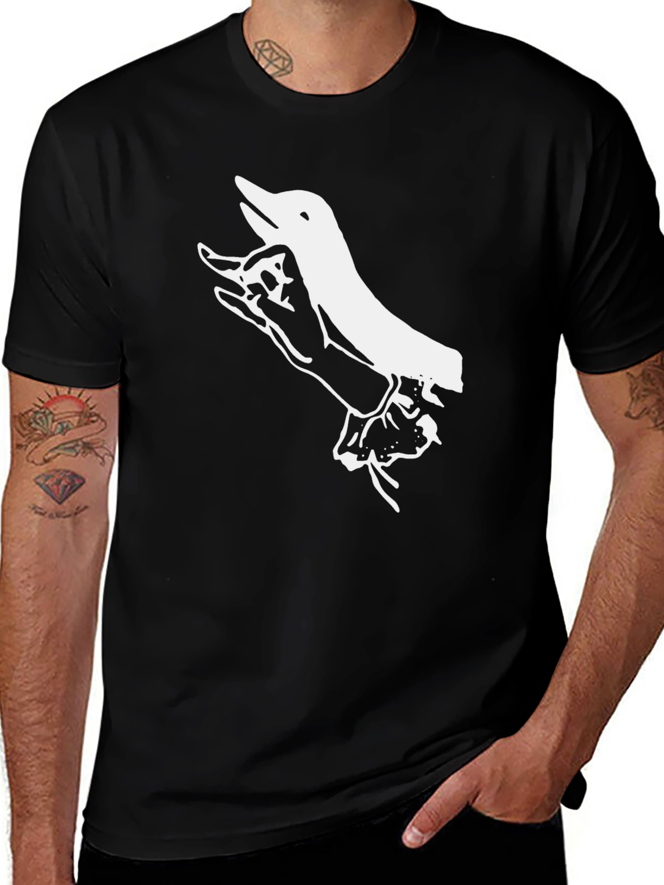 Hand Shadow Puppet T-Shirt - Black
