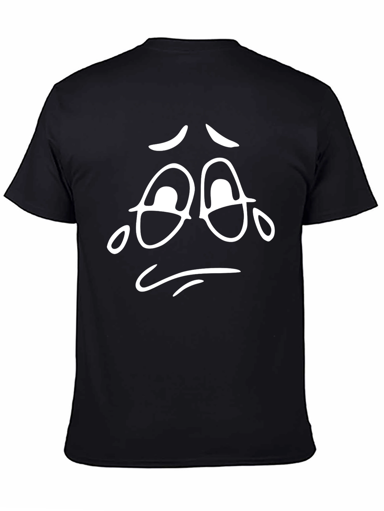 Sad Face Black Graphic T-Shirt