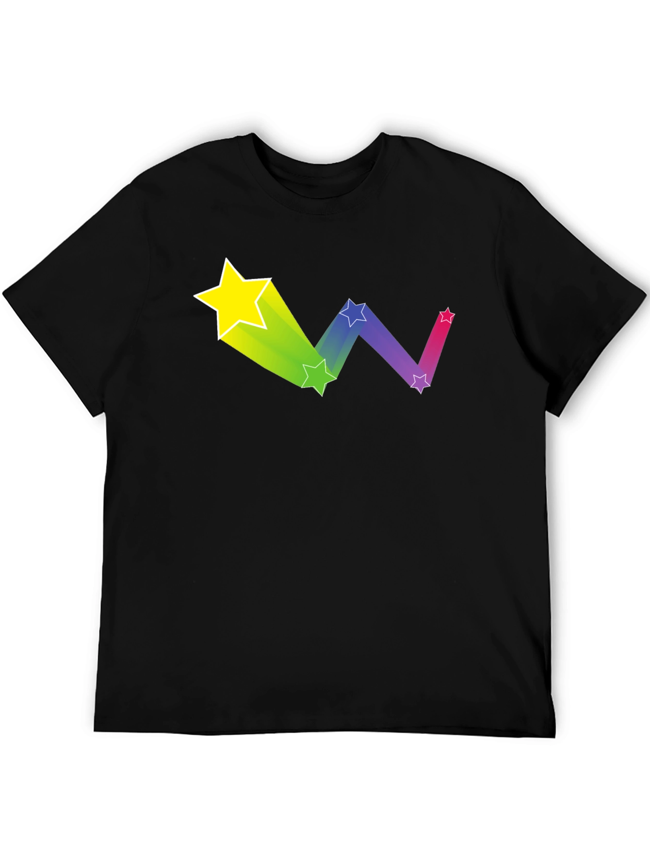 Rainbow Star Trail Graphic Tee - Black