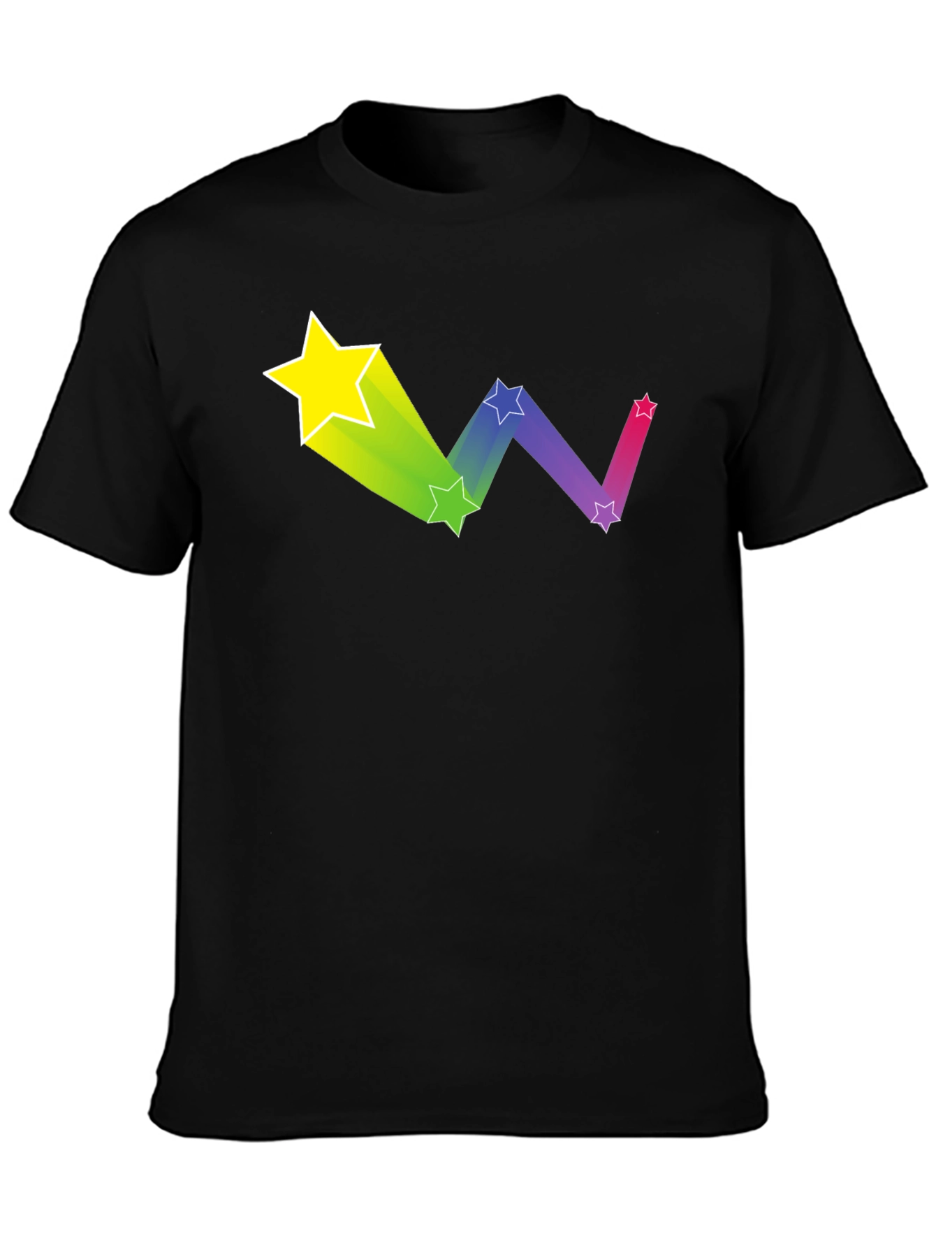 Rainbow Star Trail Graphic Tee - Black