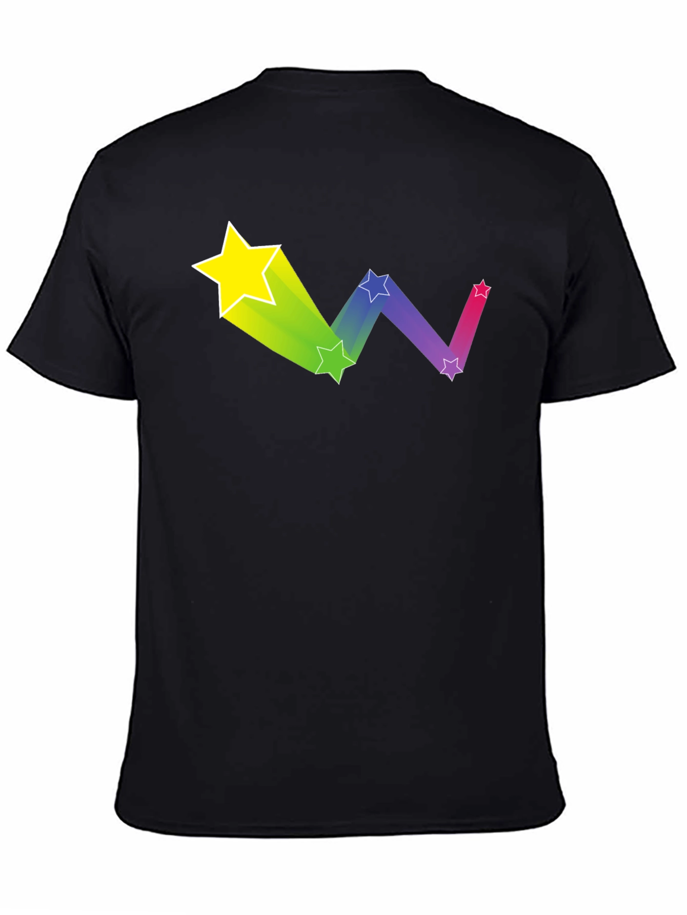 Rainbow Star Trail Graphic Tee - Black