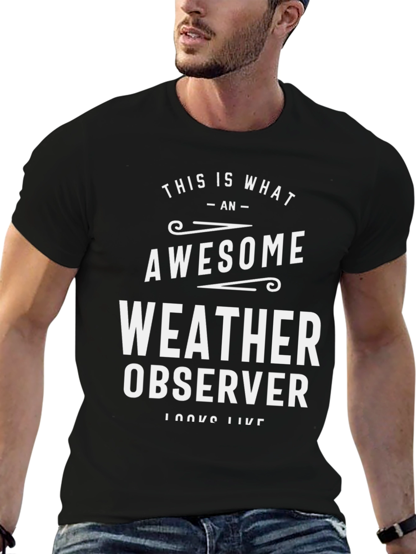 Awesome Weather Observer T-Shirt - Black Crew Neck Tee