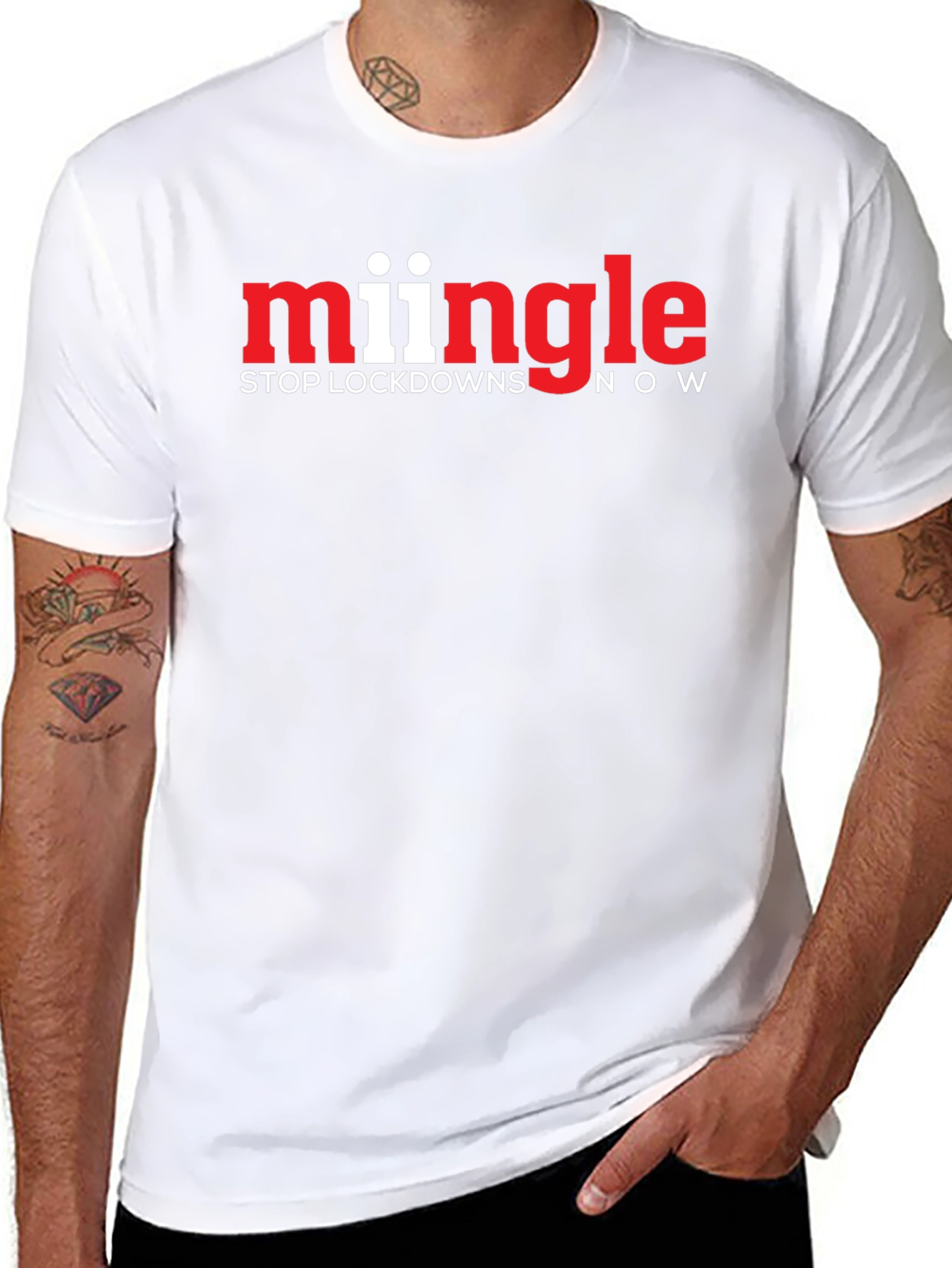 Mingle Stop Lockdowns Now Black T-Shirt