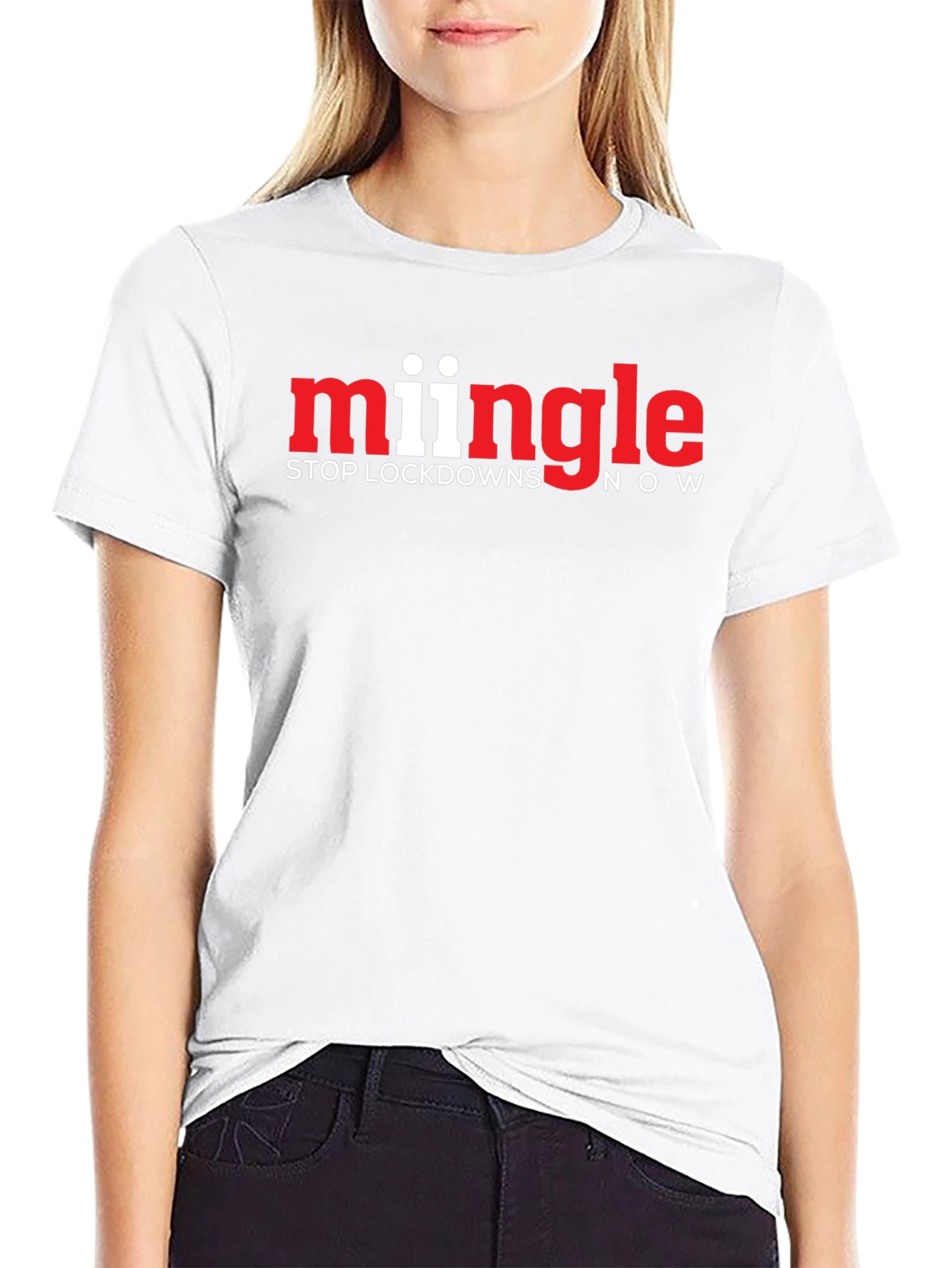Mingle Stop Lockdowns Now Black T-Shirt
