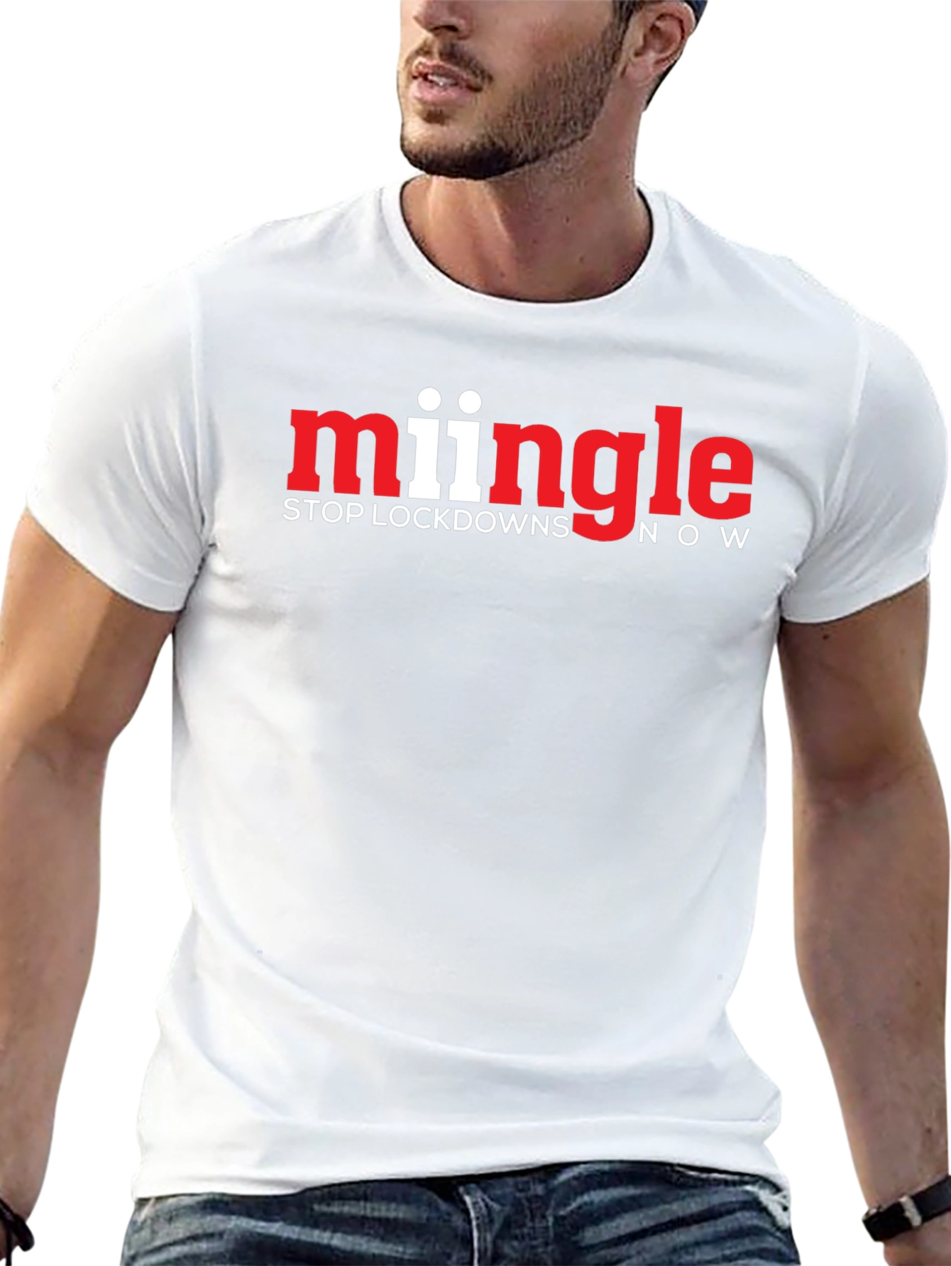 Mingle Stop Lockdowns Now Black T-Shirt