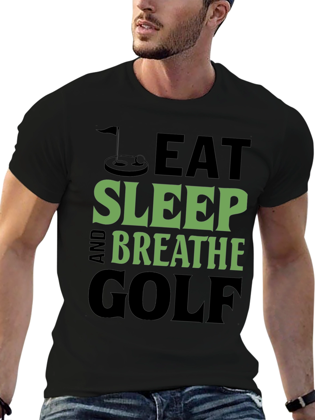 Eat Sleep Breathe Golf Black Graphic Tee